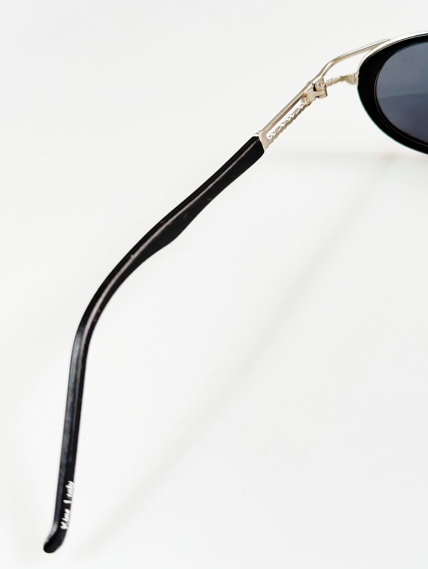 90's KINE Silver & Black Layered Oval Metal Frame Sunglasses