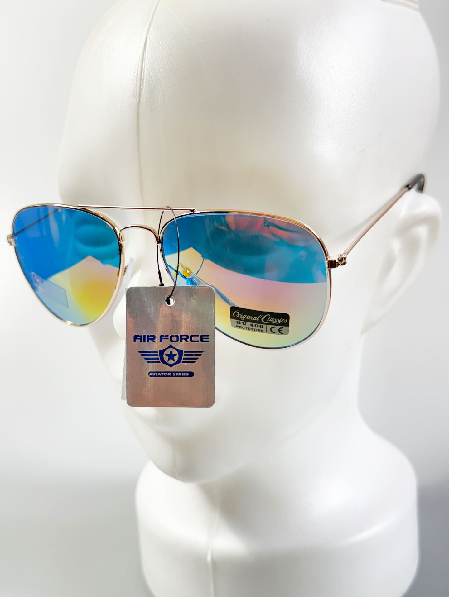AIR FORCE Gold Aviator Metal Mirror Sunglasses