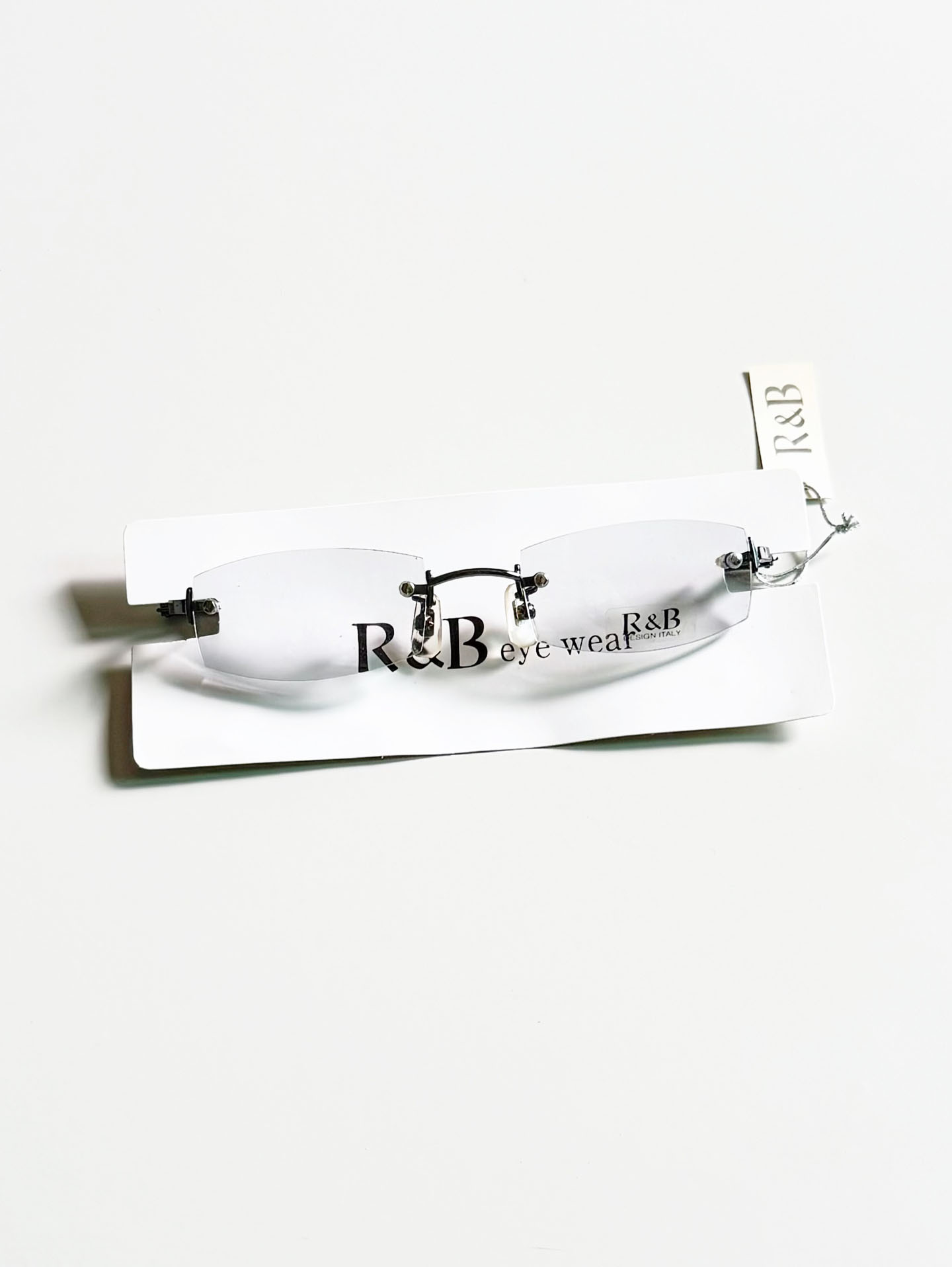 R&B Eyewear Gunmetal Rimless Square Glasses