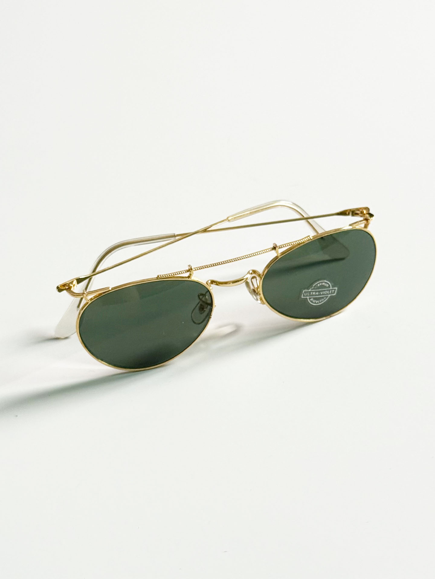 90’s Double Bridge Gold Metal Oval Sunglasses