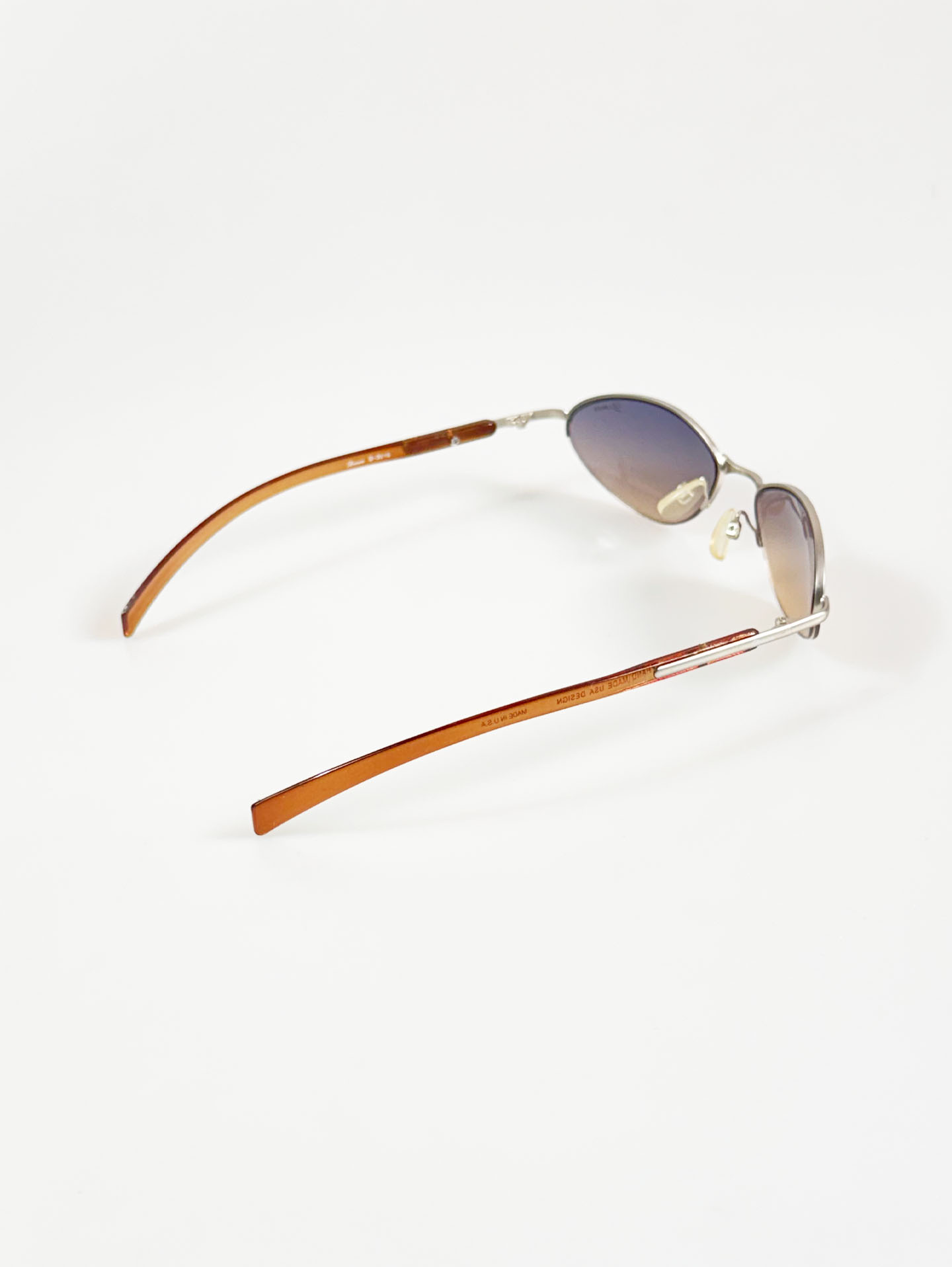90's DOMON Silver Semi-Rimless Oval Metal Tint Sunglasses