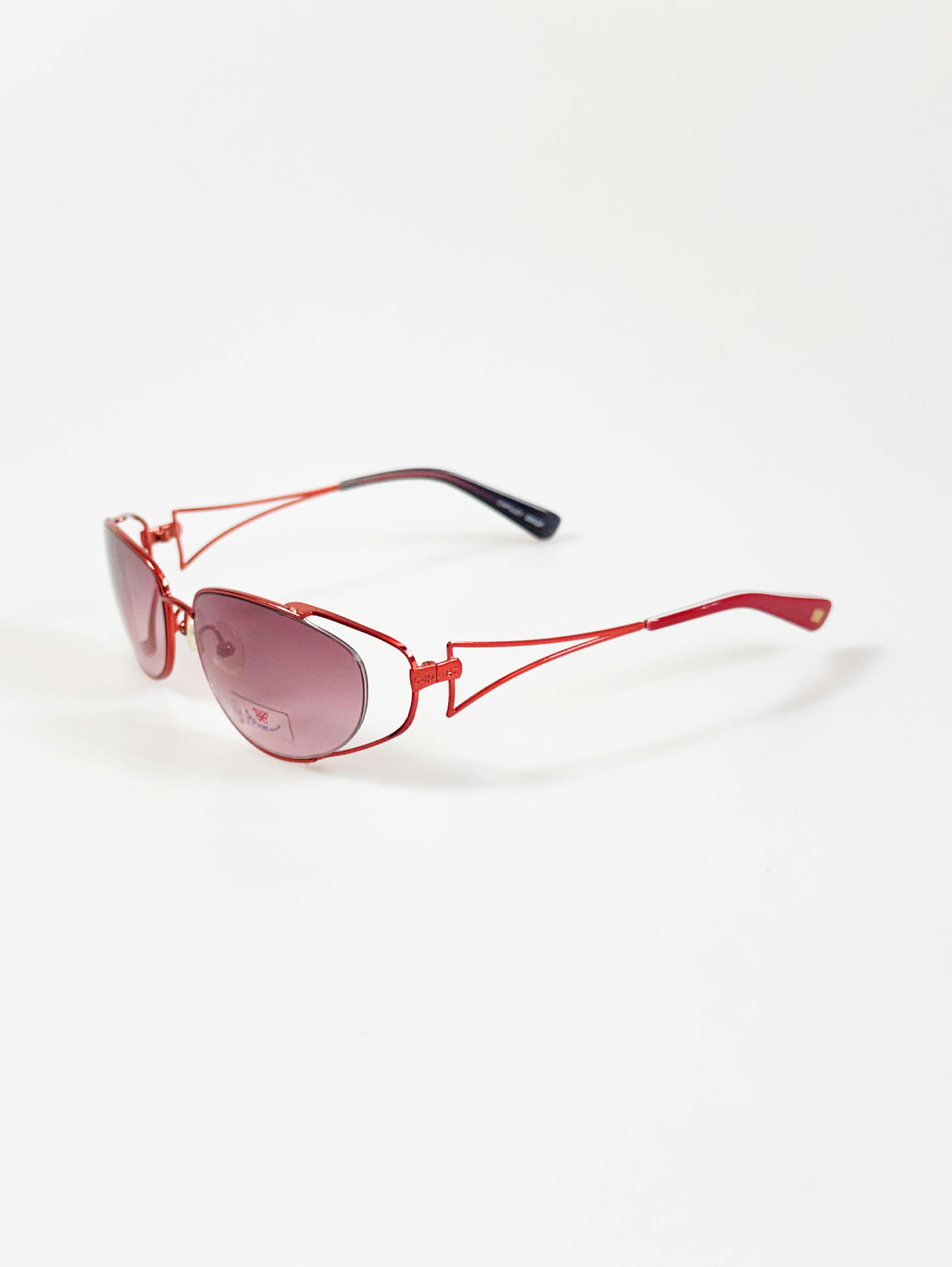 CAPULET Red Oval Double-Layer Metal Frame Gradient Tint Sunglasses