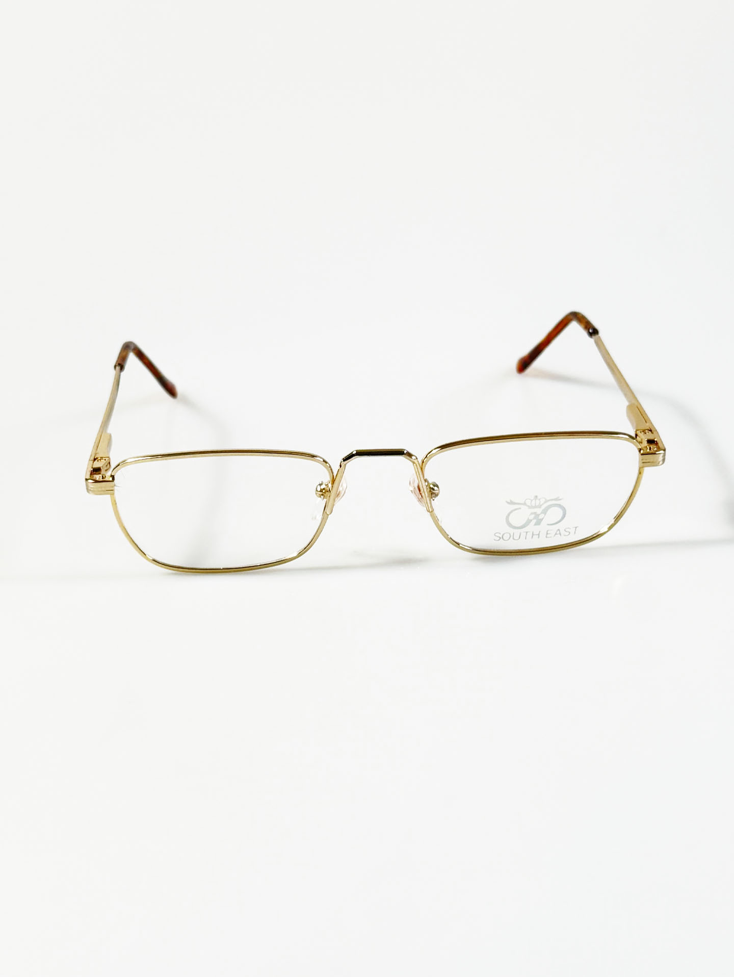 90's SOUTH EAST Gold Slim Square Metal Glasses
