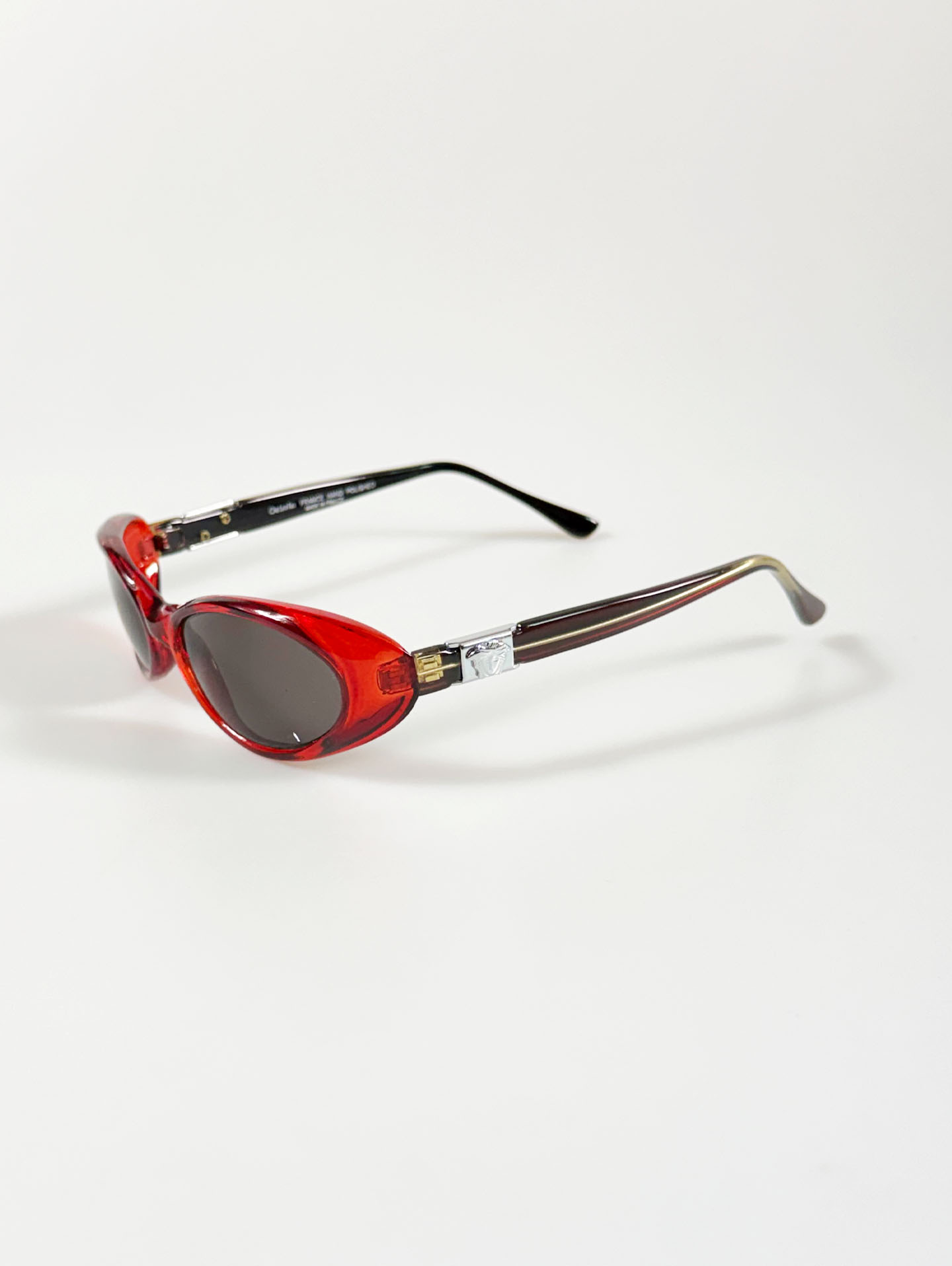90's ONE LAST KISS Red Oval Wrap Acetate Sunglasses
