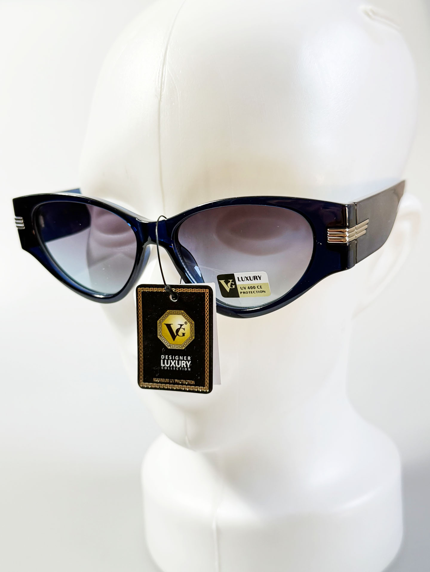 VG EYEWEAR Navy Blue Oversized Geometric Frame Sunglasses