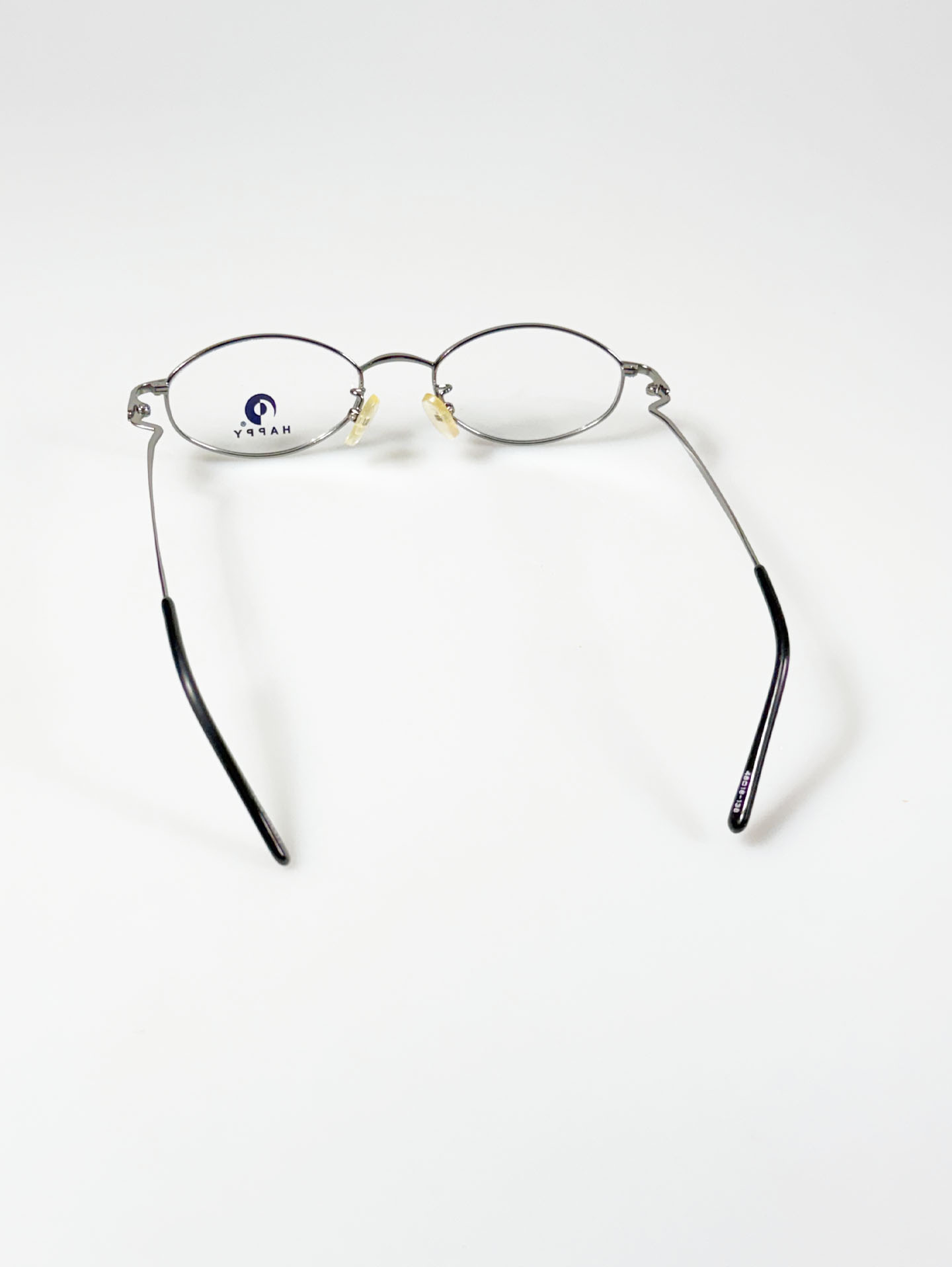90's HAPPY OPTICAL Silver Slim Oval Metal Frame Glasses