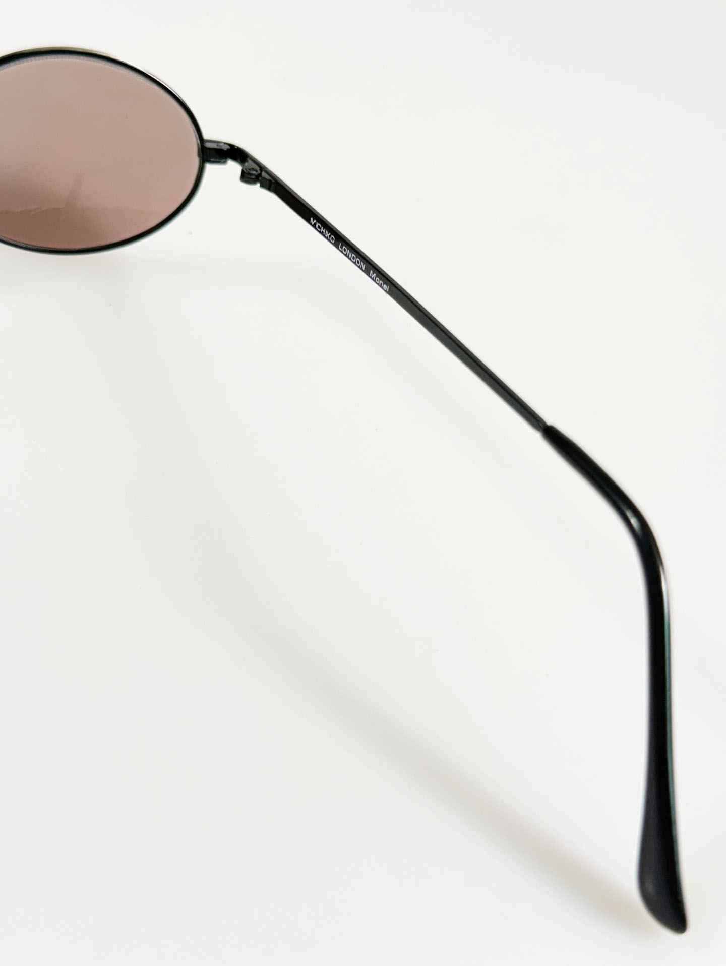 90's MICHIKO LONDON Antique Gunmetal Slim Oval Tint Sunglasses