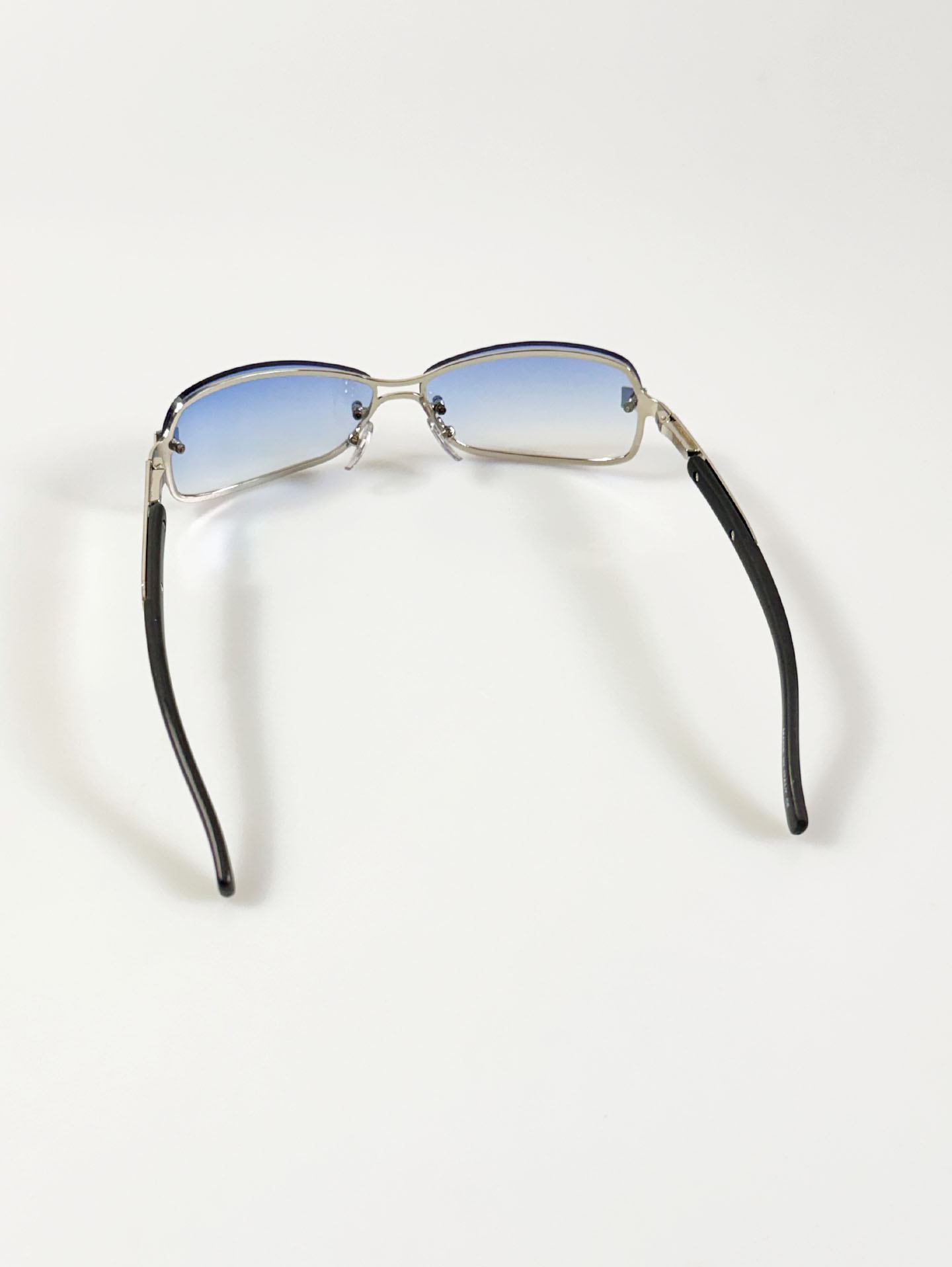 Rimless Square Double Bridge Metal Tint Sunglasses