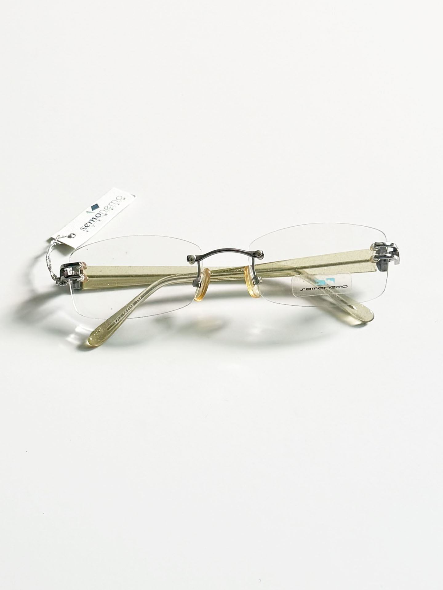 SEMONEMO Silver Rimless Square Metal Glasses