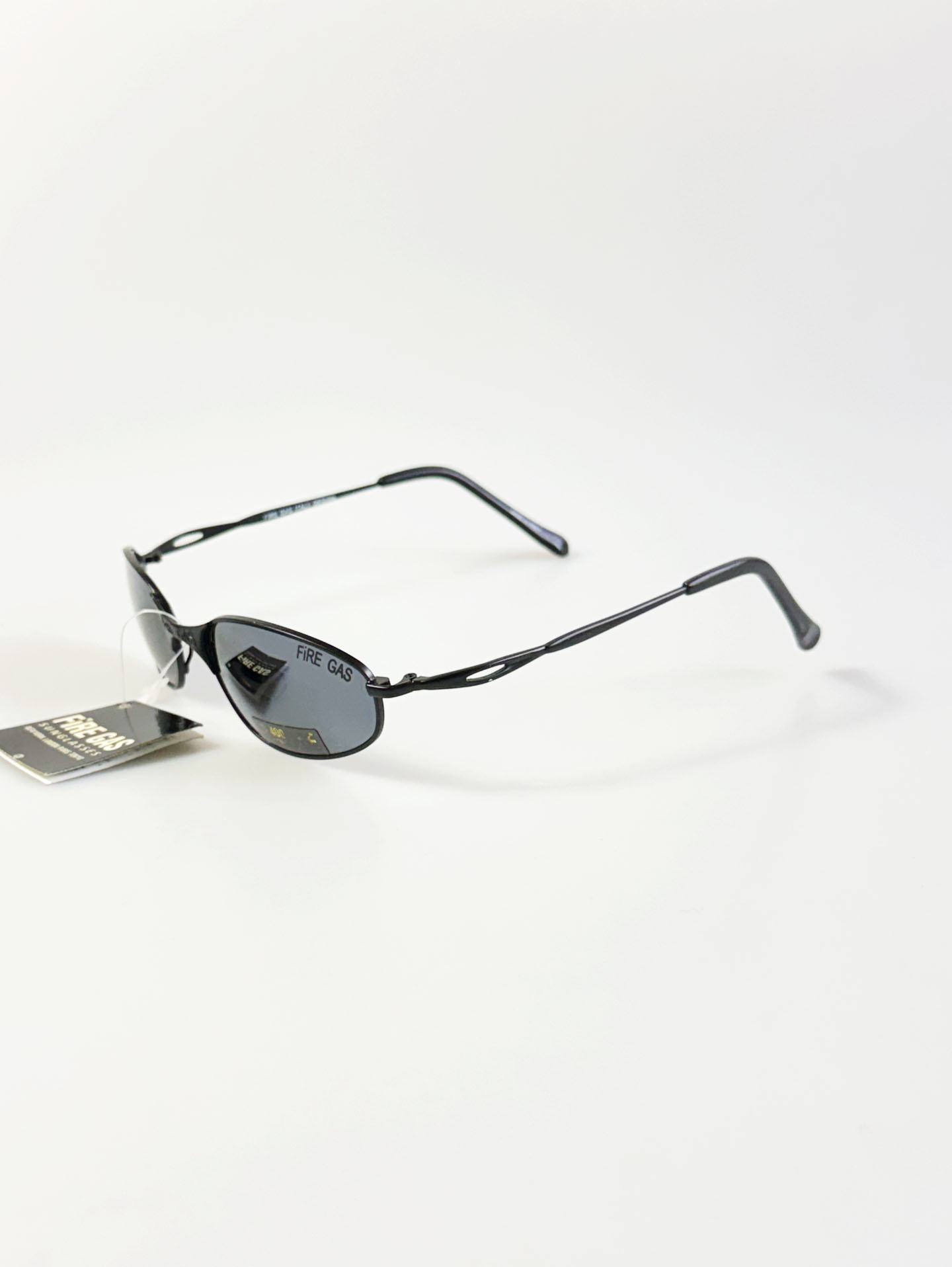 90's FIRE GAS Matte Black Slim Oval Metal Sunglasses