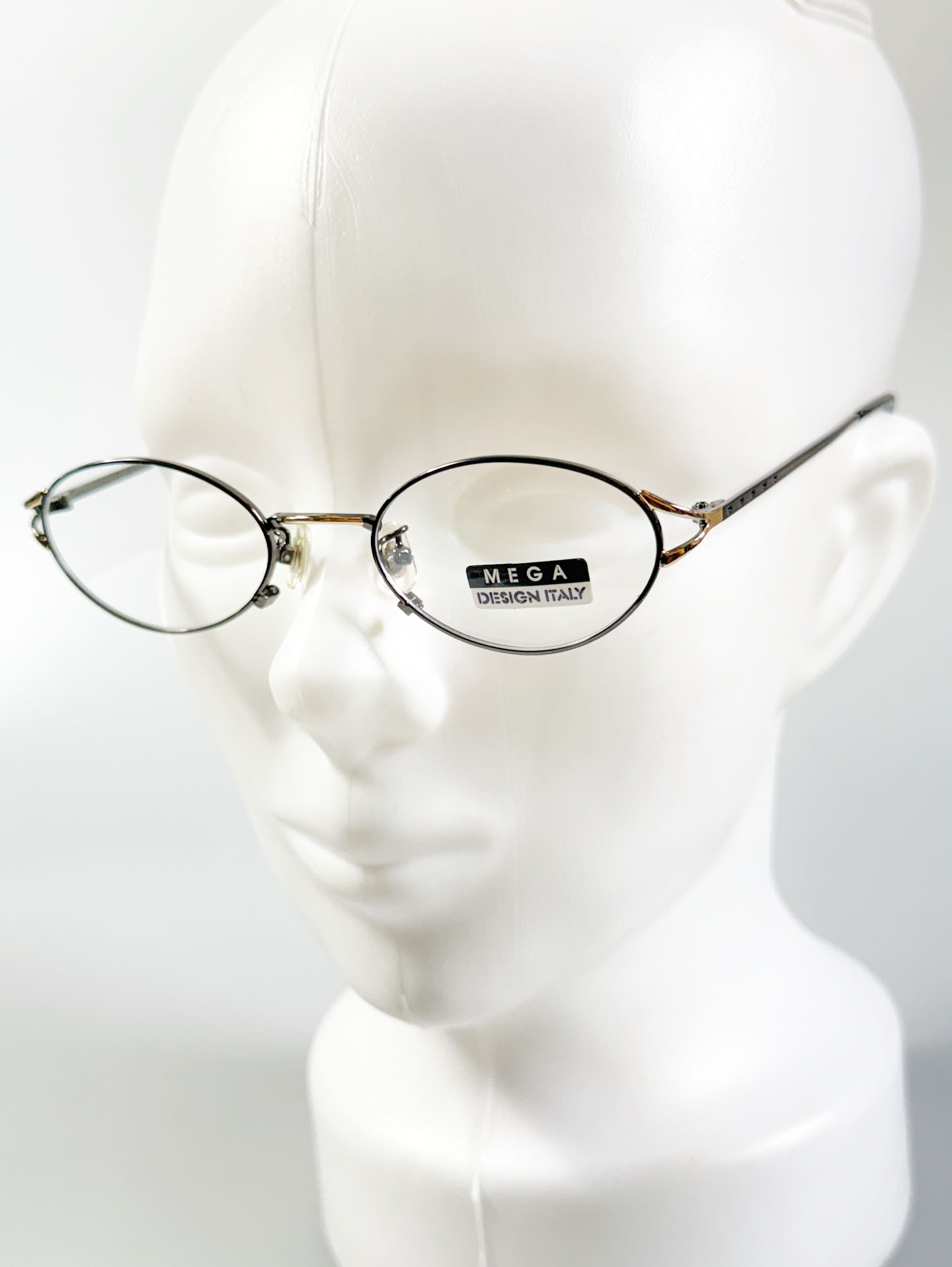 MEGA Black & Gold Slim Oval Metal Glasses