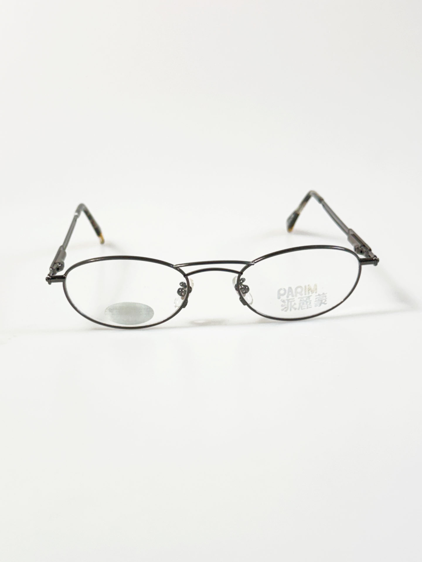 90's PARIM Gunmetal Double Bridge Slim Oval Metal Frame Glasses