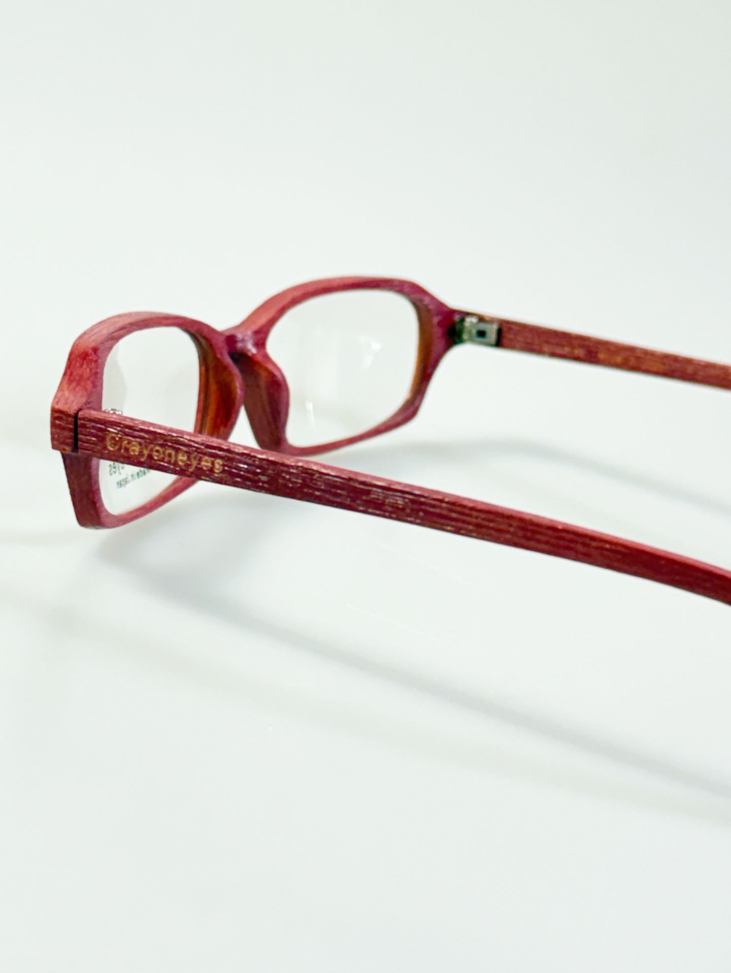 CRAYON EYES Pink Wood Slim Rectangle Frame Glasses (made in Japan)