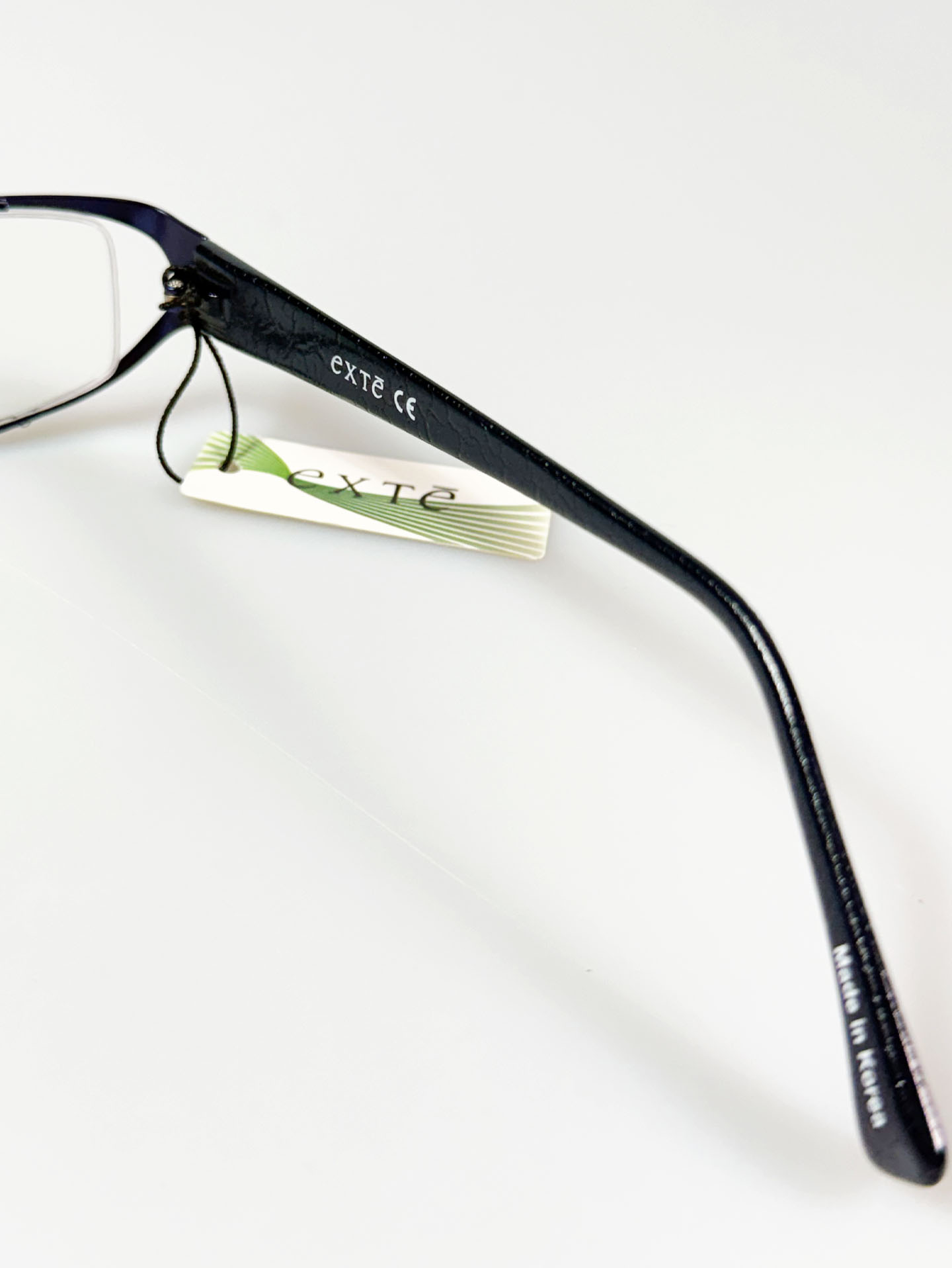 EXTE Dark Silver Slim Square Metal Frame Glasses