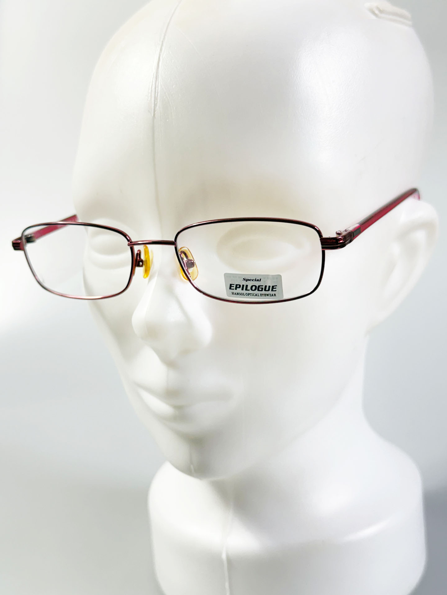 EPILOGUE Cherry Red Slim Square Metal Glasses