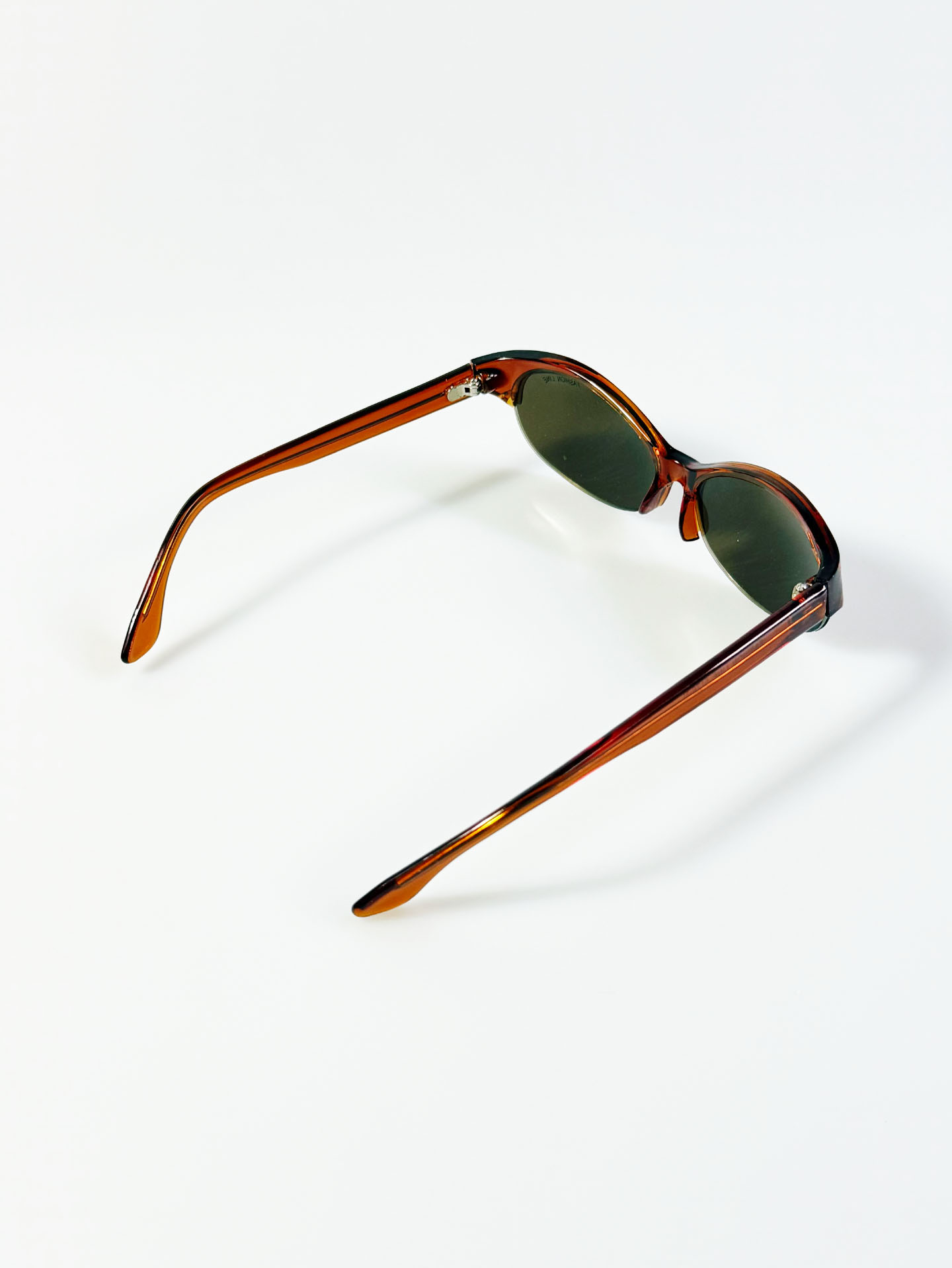 90’s FASHION LINE Amber Oval Wrap Half-Rim Sunglasses