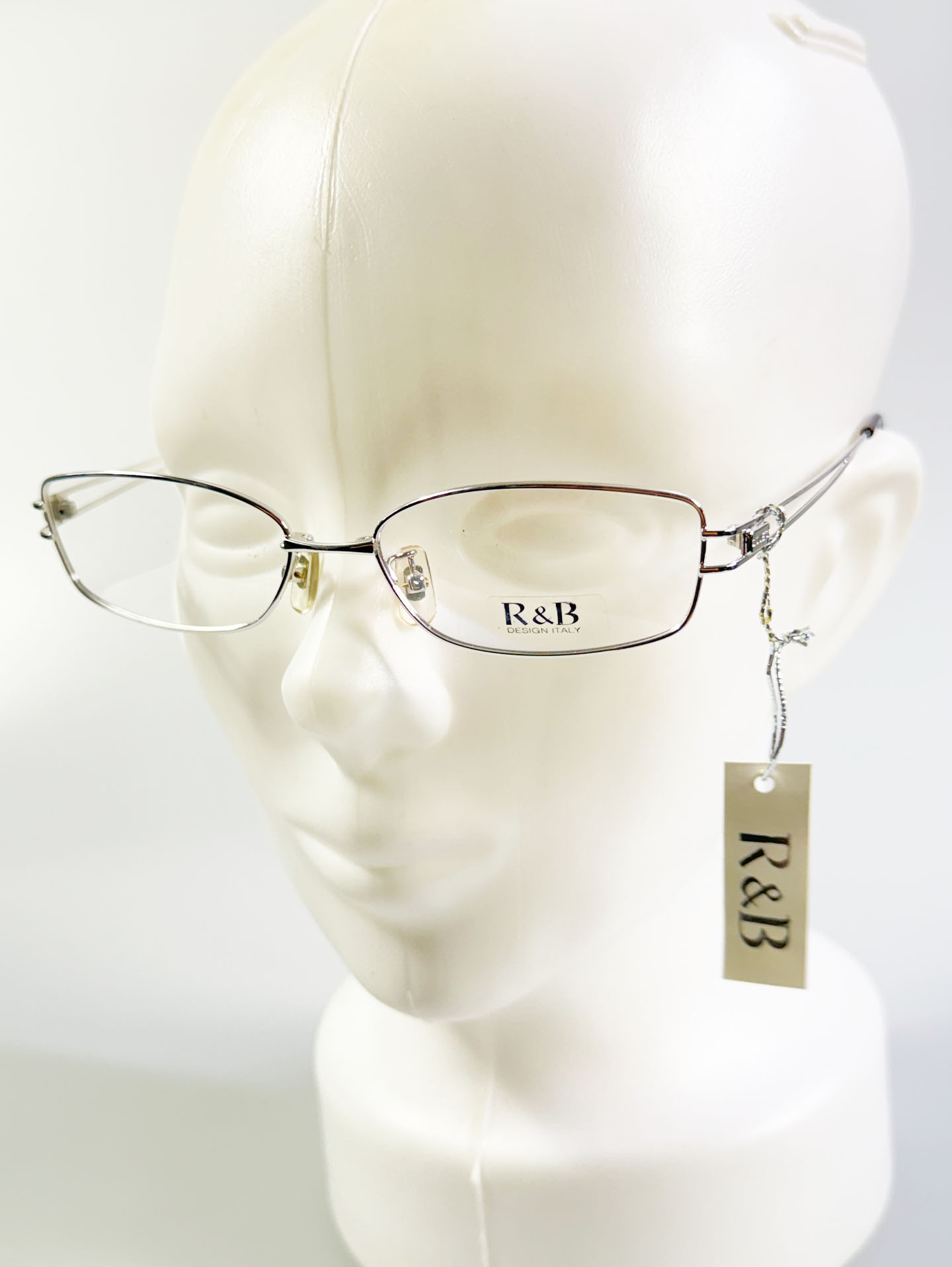 R&B Eyewear Silver Slim Square Metal Glasses