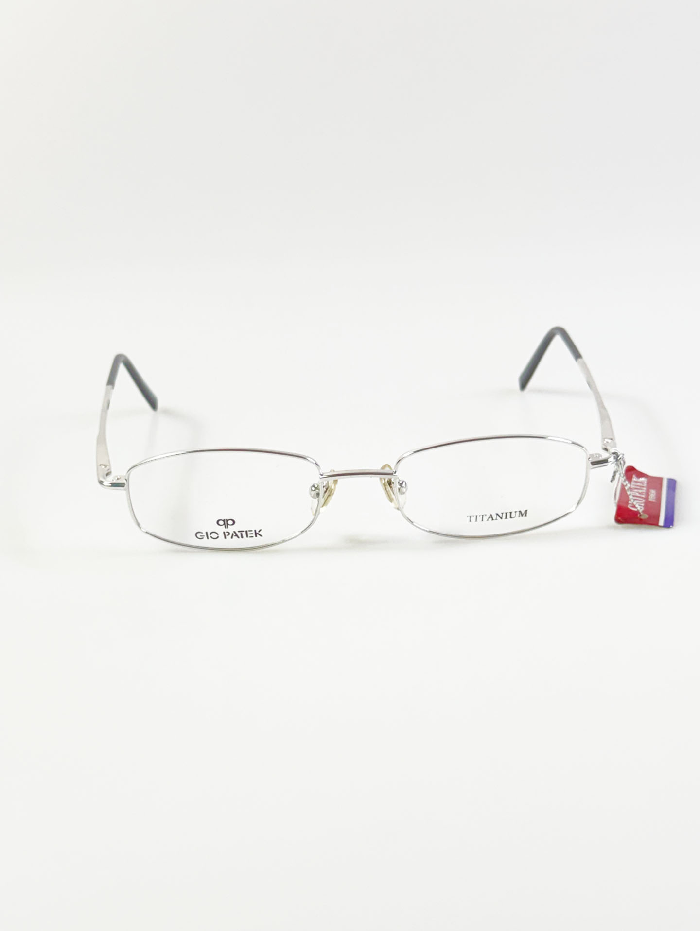GIO PATEK Silver Titanium Slim Square Metal Frame Glasses