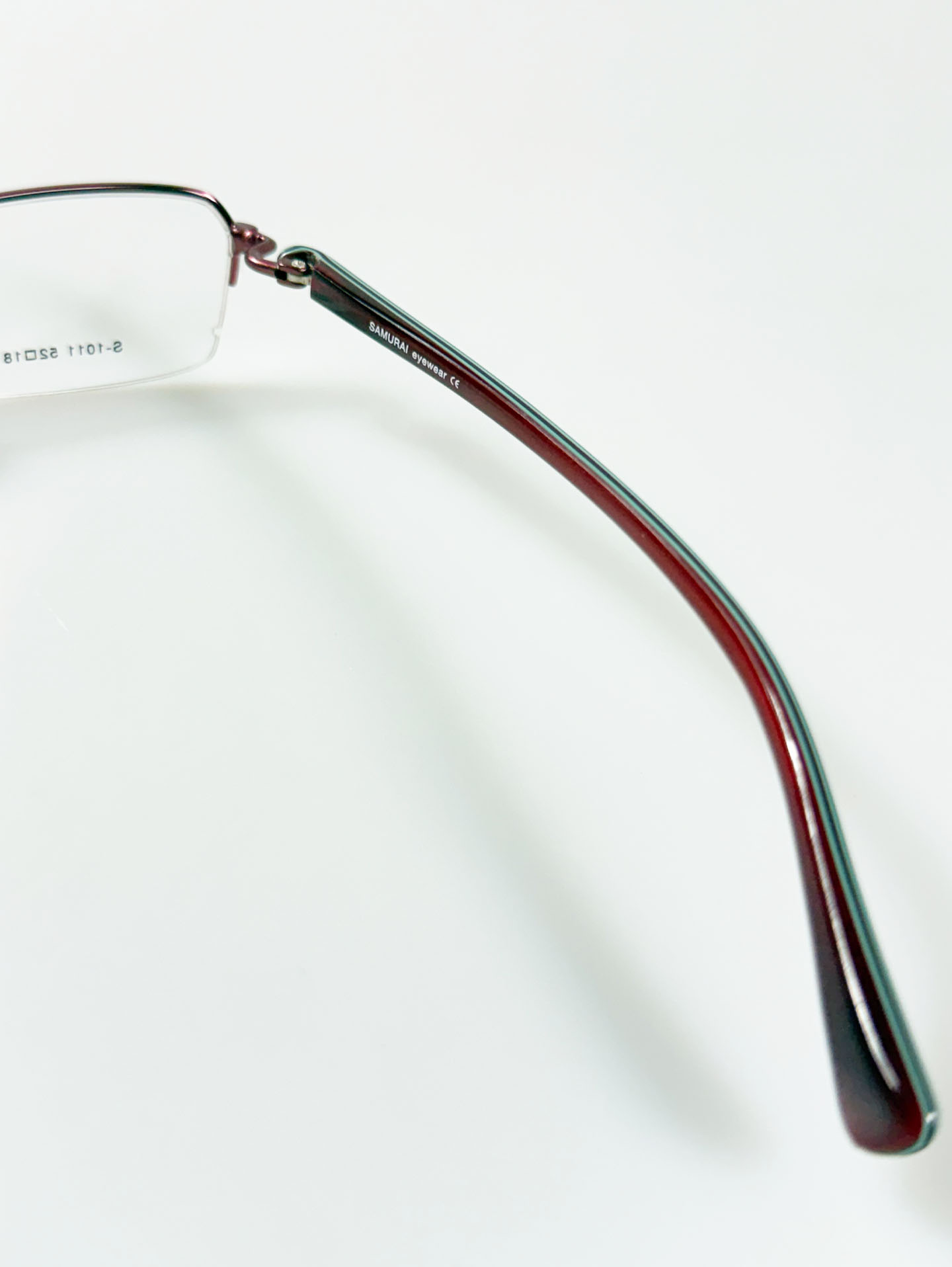 SAMURAI Eyewear Burgundy Half-Rim Square Metal Glasses