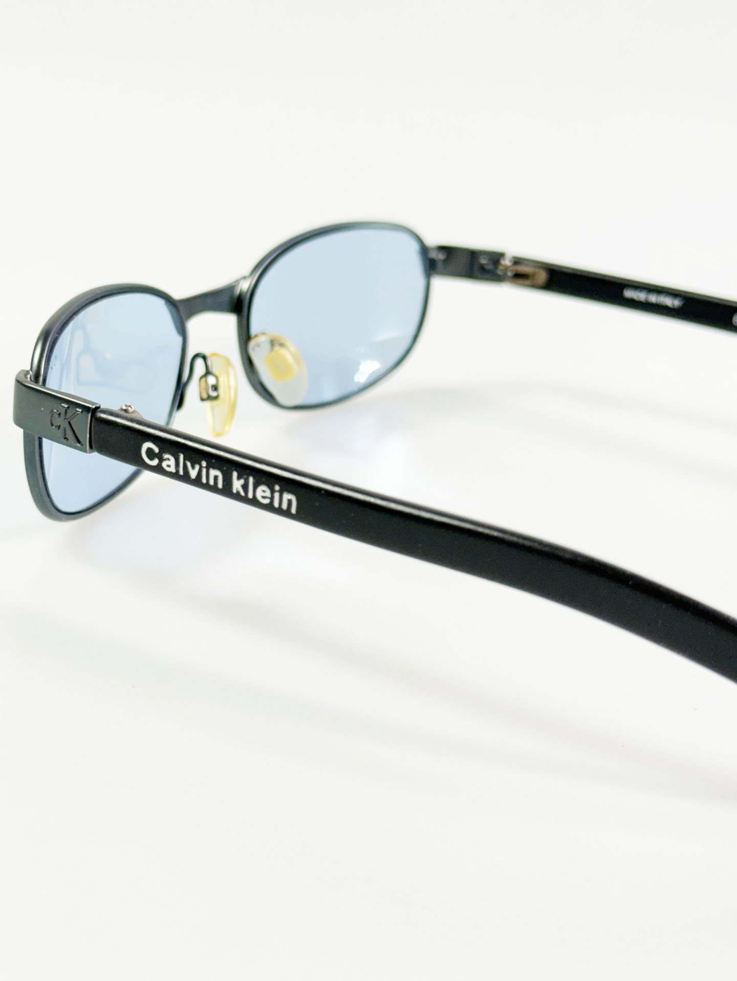 Calvin Klein Blue Slim Square Metal Tint Sunglasses