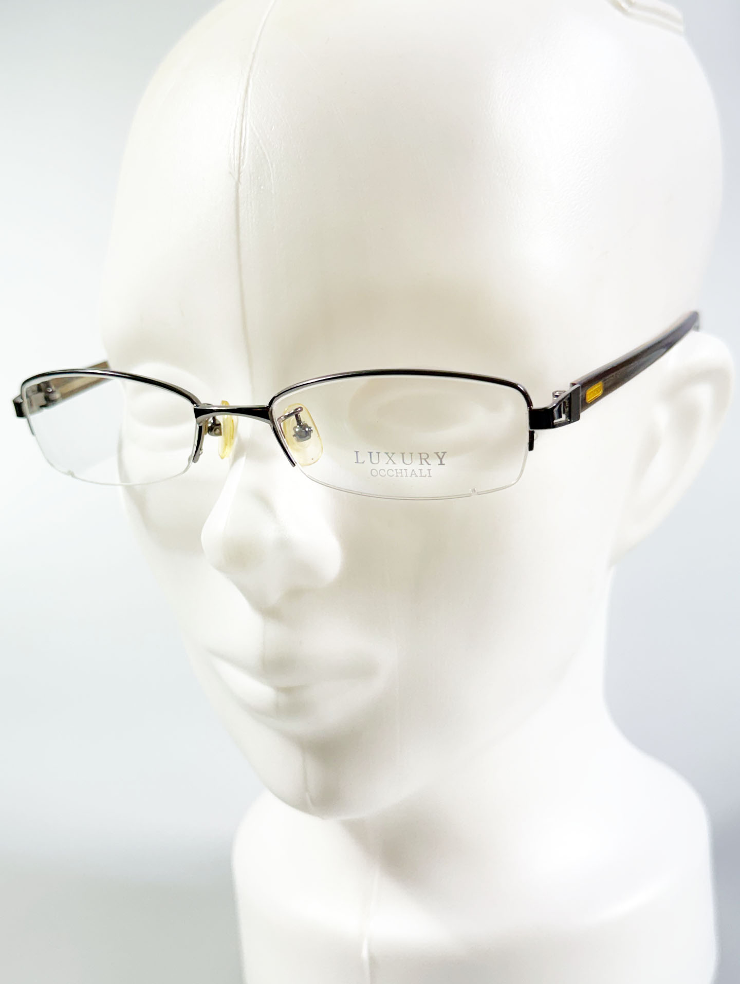 LUXURY EYEWEAR Half-Rim Square Metal Glasses