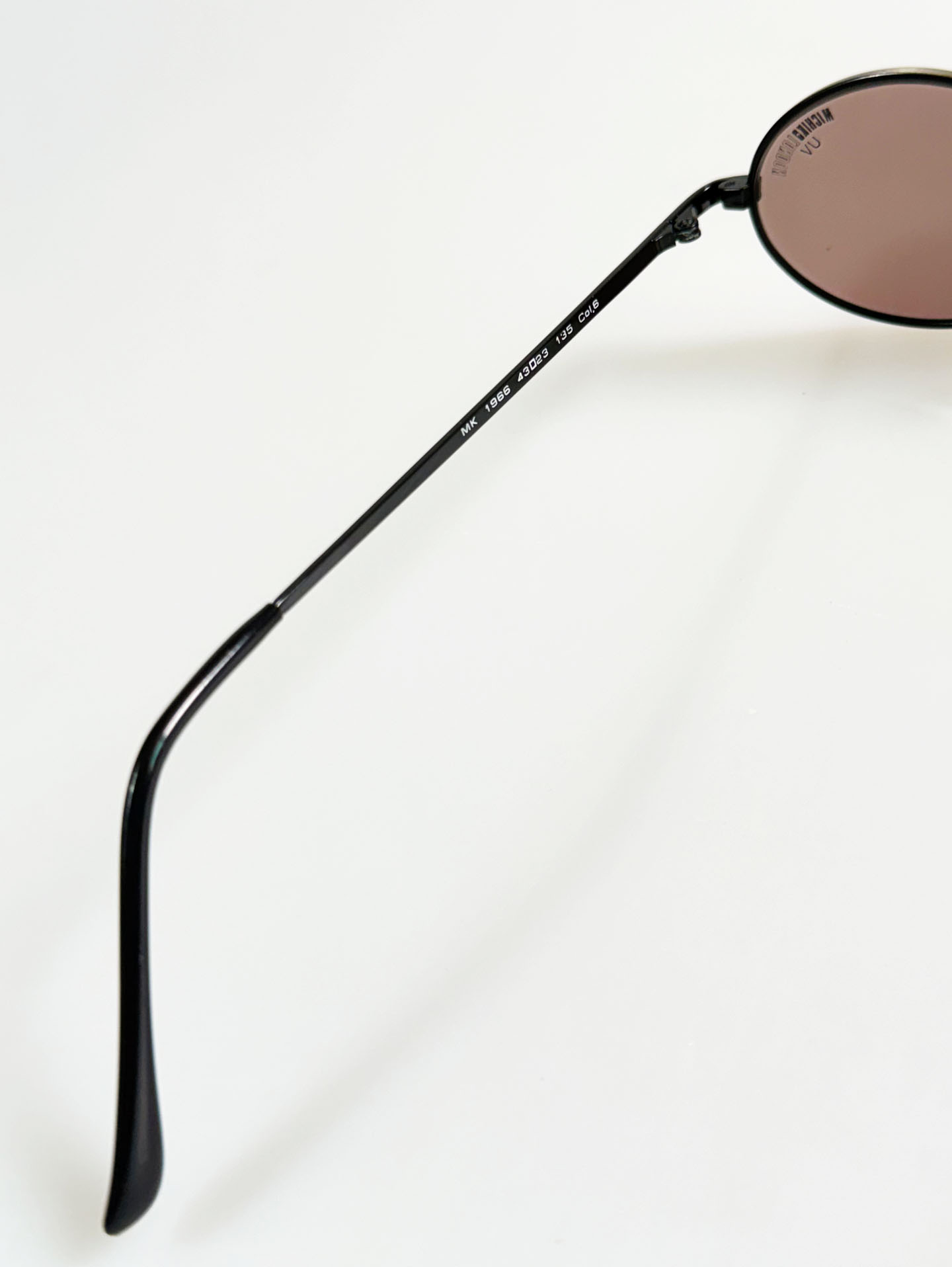 90's MICHIKO LONDON Antique Gunmetal Slim Oval Tint Sunglasses