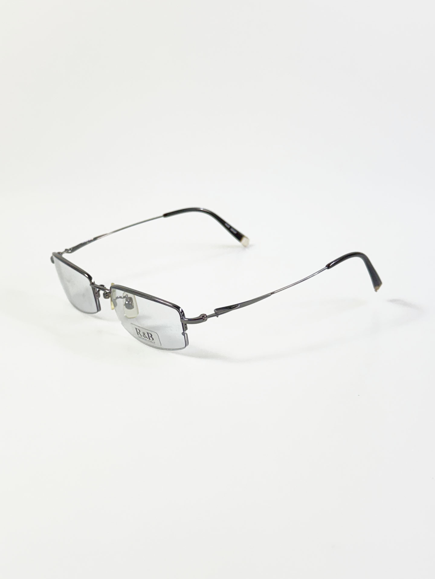 R&B Eyewear Half-Rim Square Gunmetal Frame Glasses