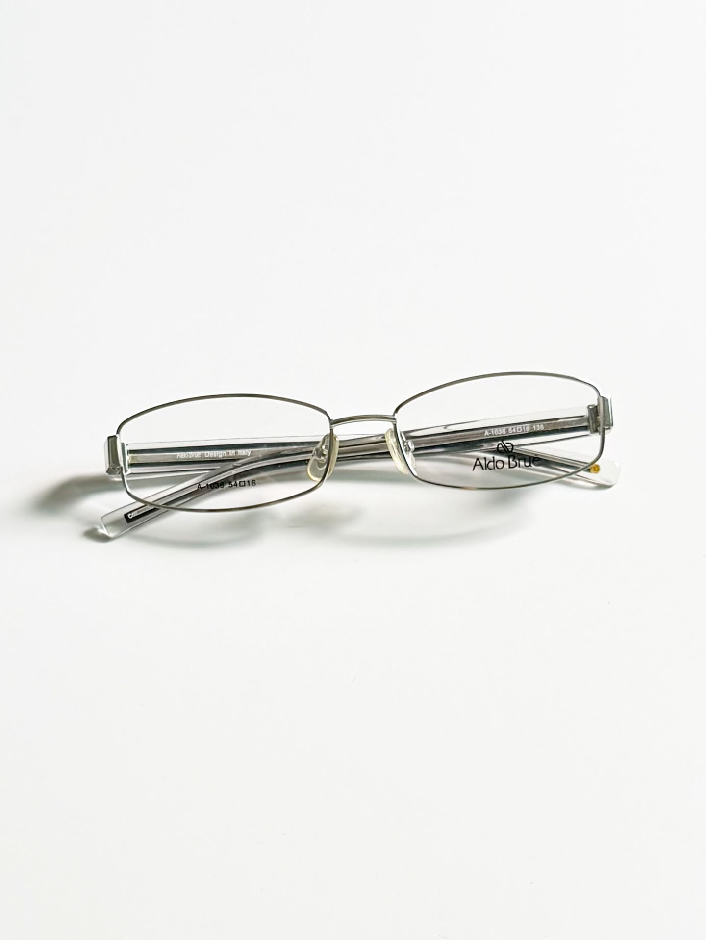 Aldo Brue Silver Slim Square Metal Glasses