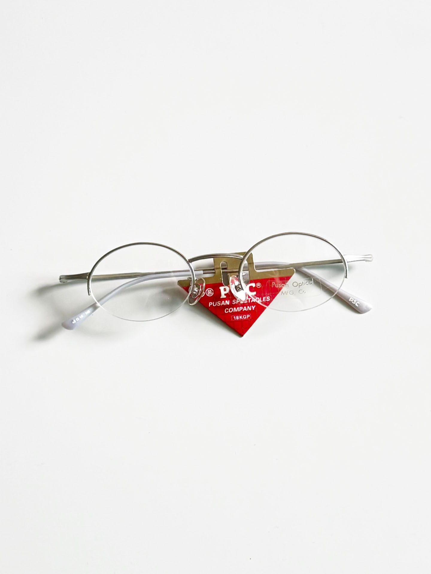 P.S.C Fashion Silver Slim Oval Half-Rim Metal Frame Glasses