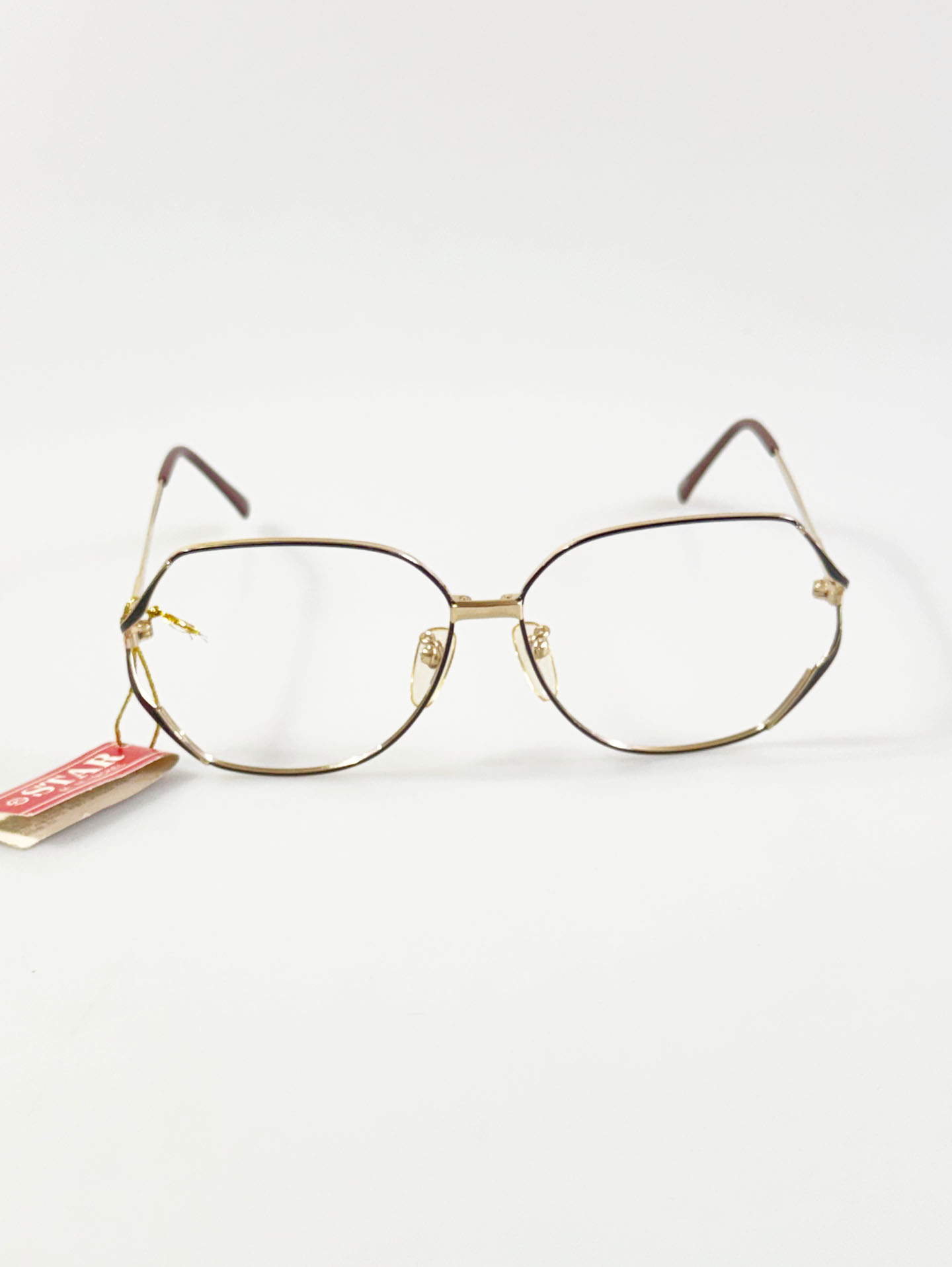 90's SJ STAR Gold Octagonal Metal Glasses