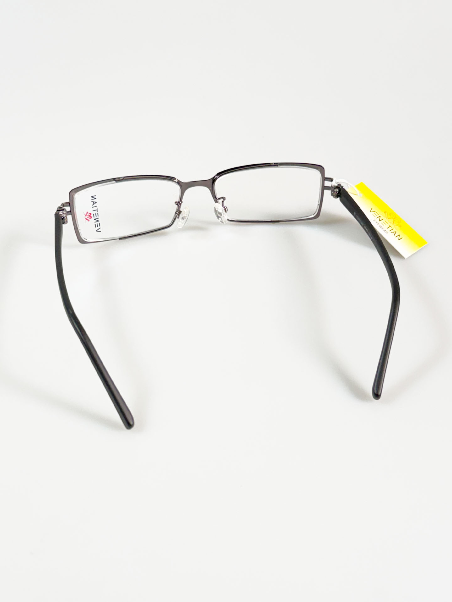 VENETIAN Gunmetal Slim Square Metal Frame Glasses