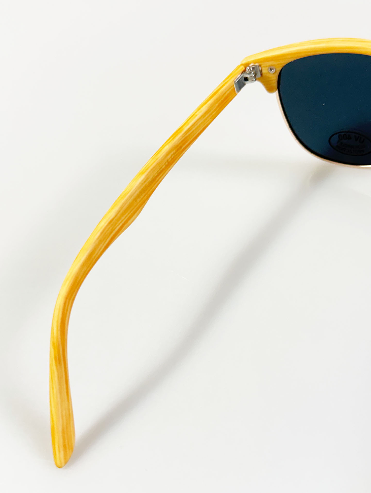 Oak Woodgrain Clubmaster Metal Sunglasses