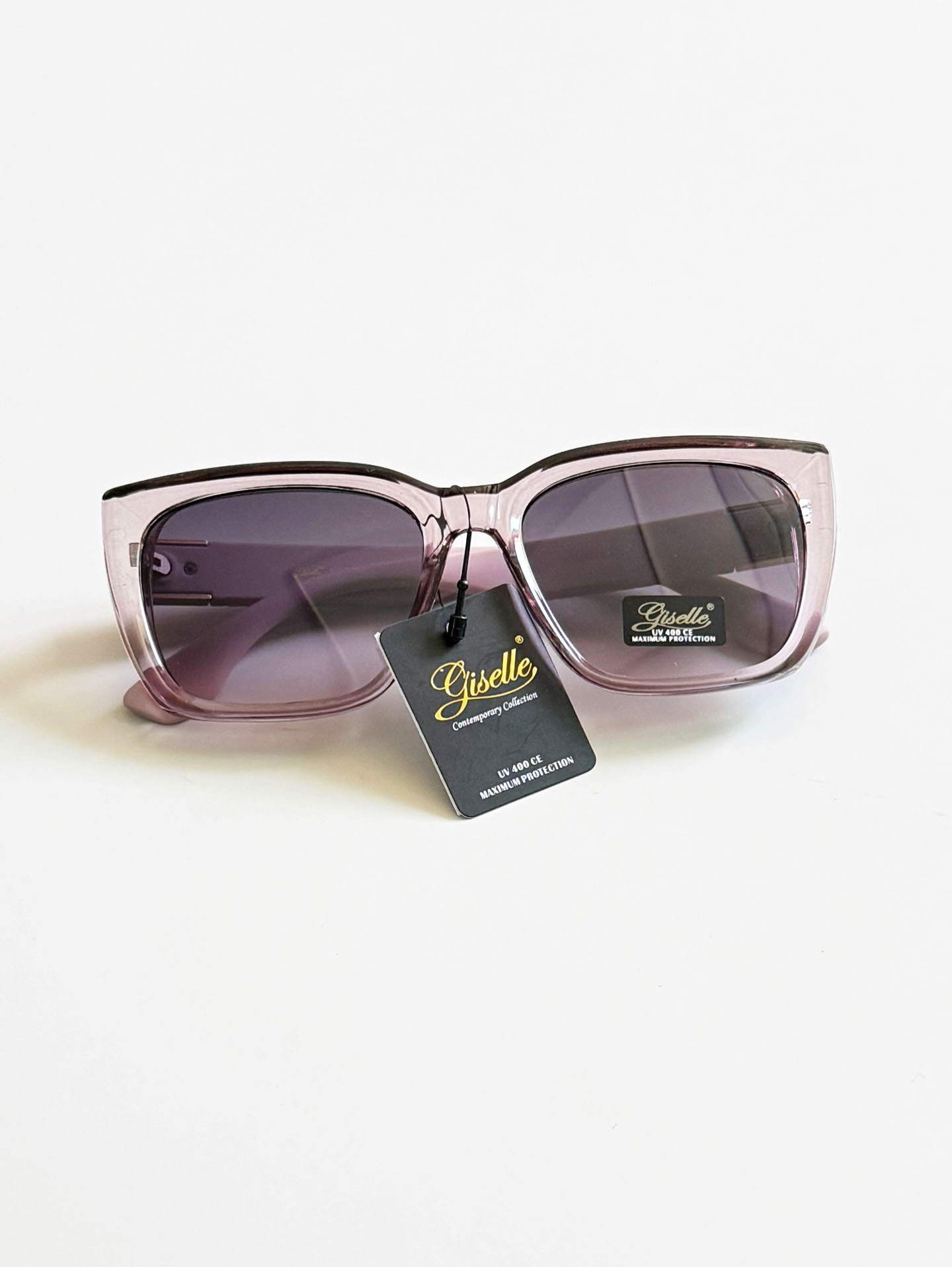 GISELLE Translucent Pink Oversized Square Frame Tint Sunglasses