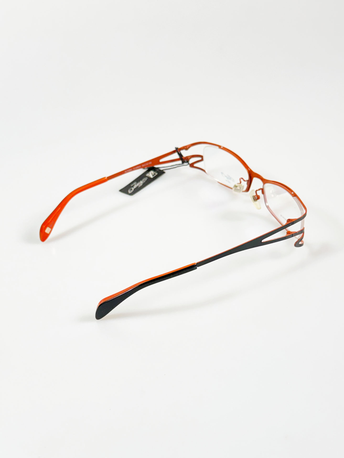 ALLEGRO Orange & Black Slim Square Metal Frame Glasses