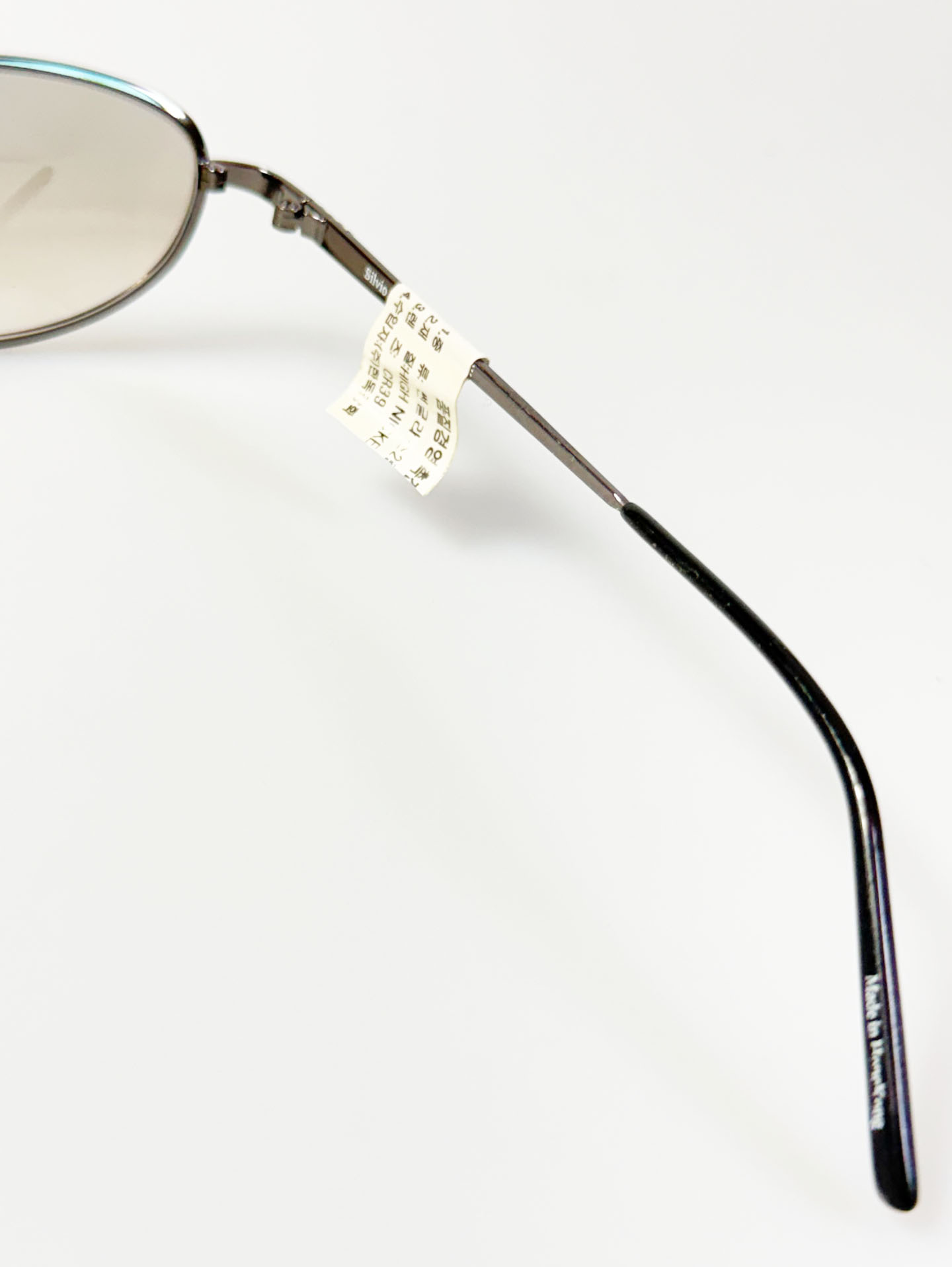 SILVIO VALENCIA Dark Silver Slim Oval Metal Frame Tint Sunglasses