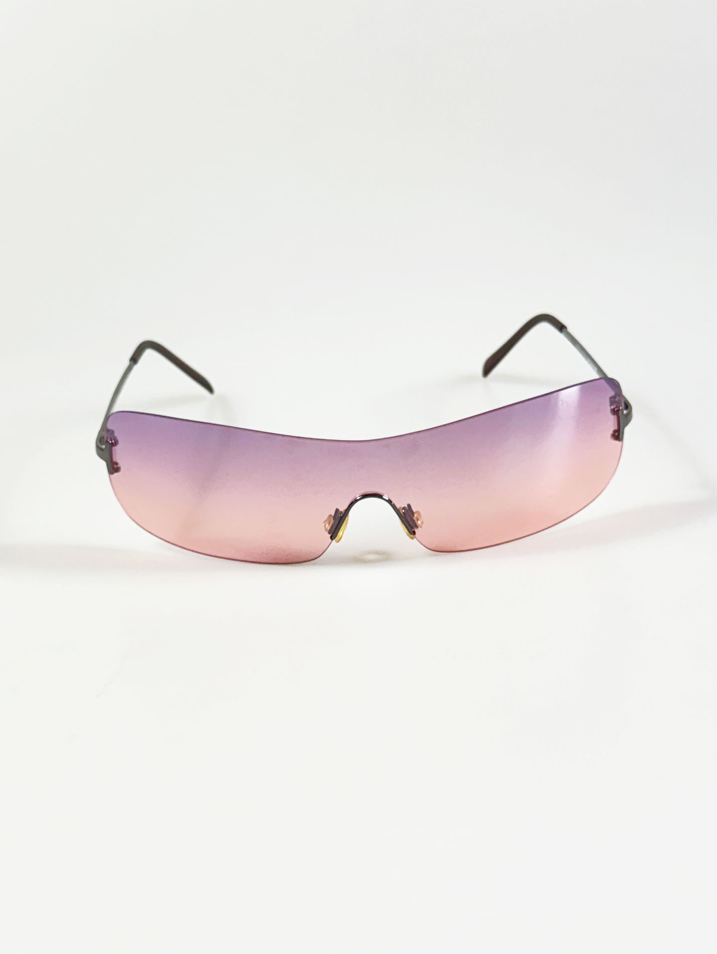 Rimless Shield Goggle Wraparound Metal Tint Sunglasses