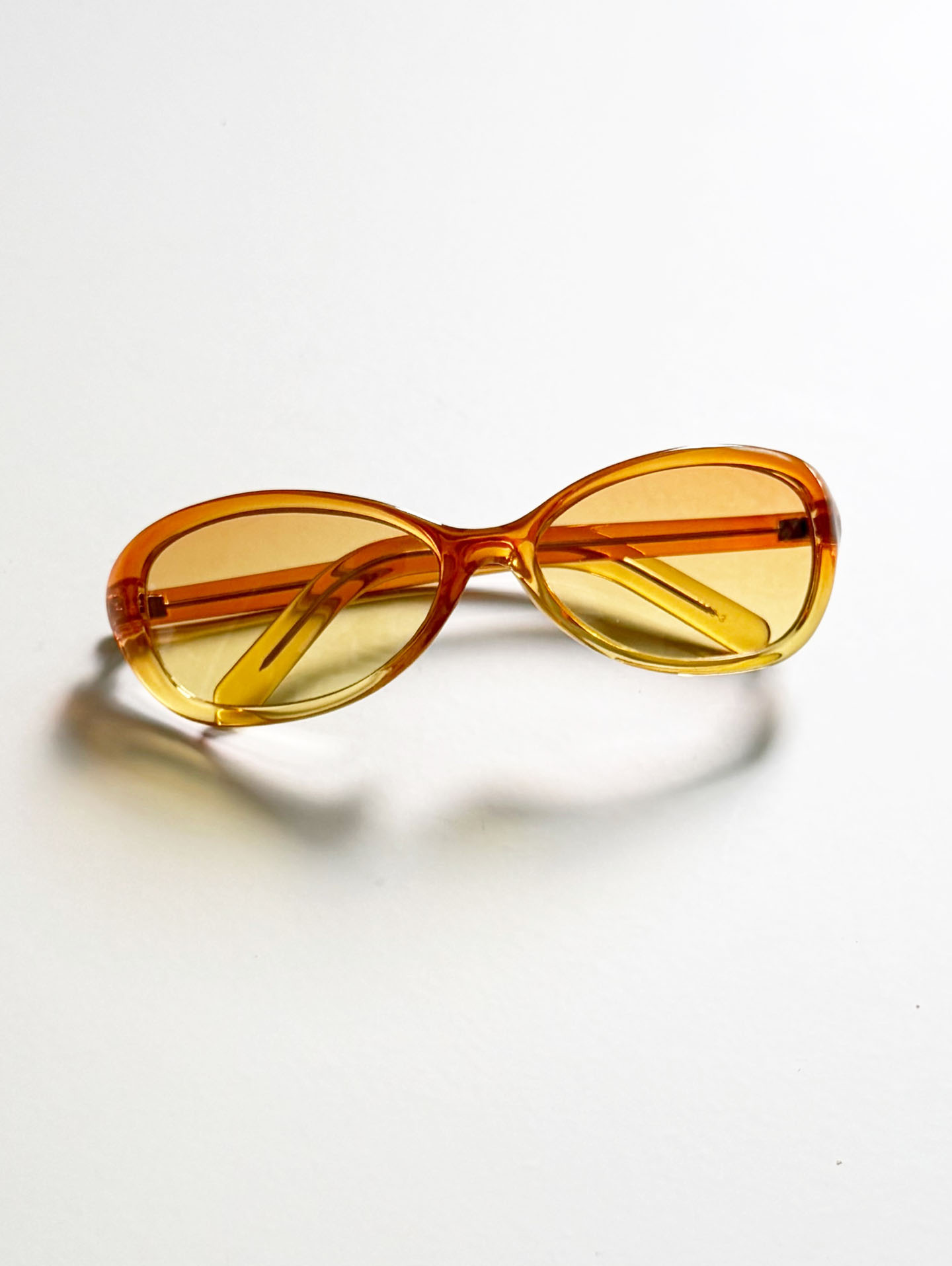 Amber Orange Bold Oval Wrap Frame Tint Sunglasses
