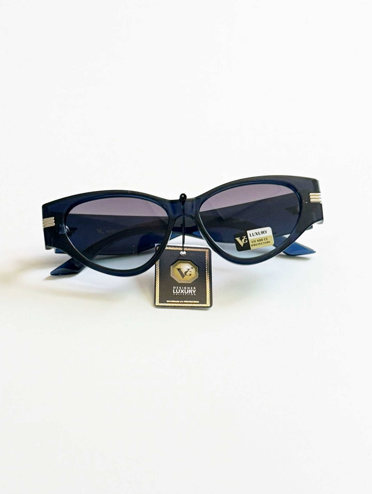 VG EYEWEAR Navy Blue Oversized Geometric Frame Sunglasses
