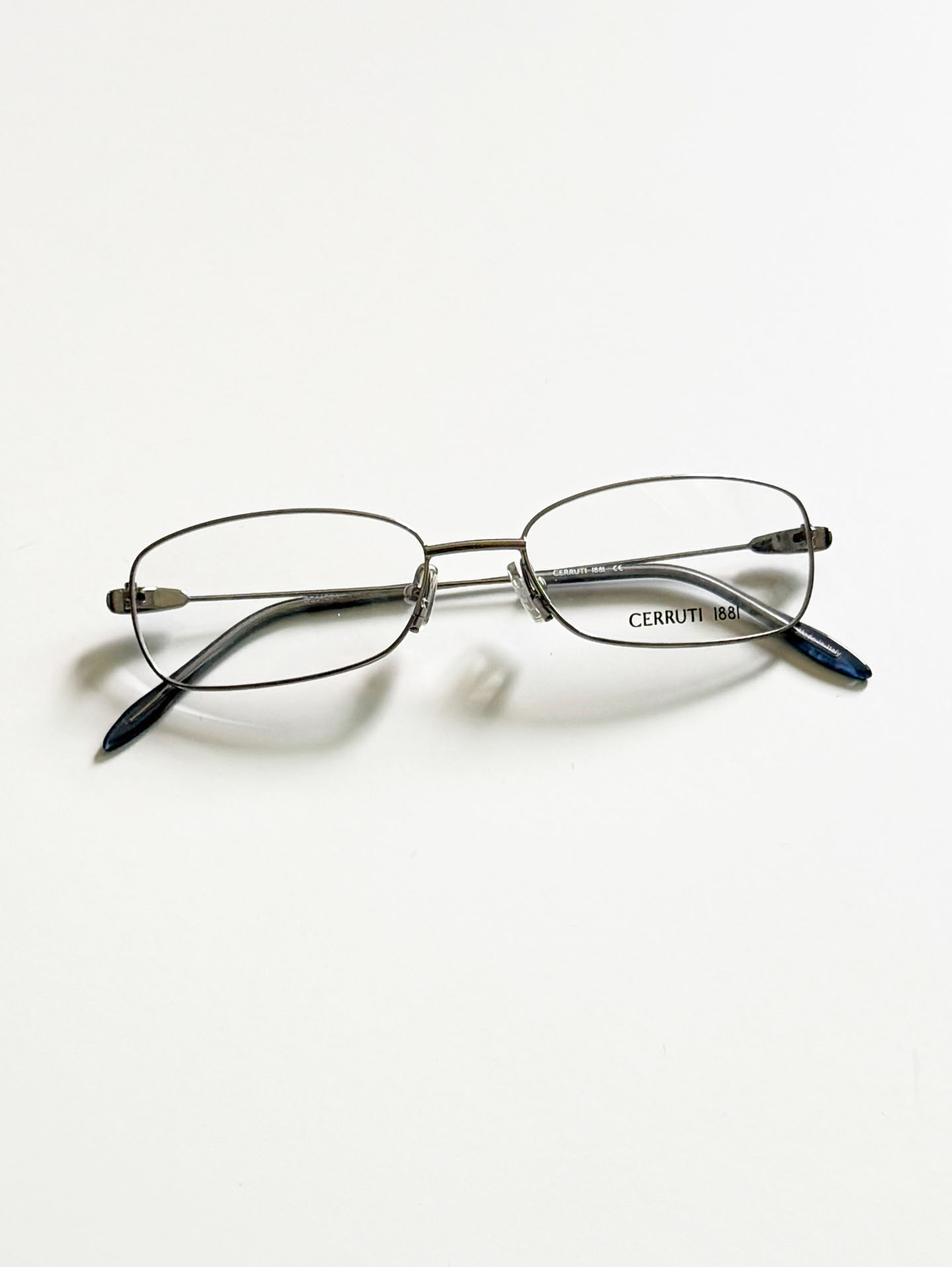 CERRUTI 1881 Dark Silver Slim Square Metal Frame Glasses