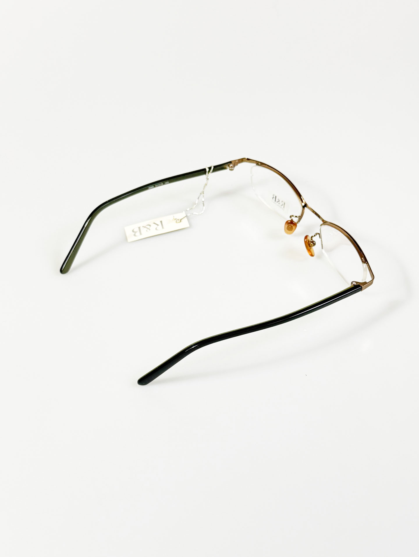 R&B Eyewear Slim Semi-Rimless Gold Tone Metal Frame Glasses