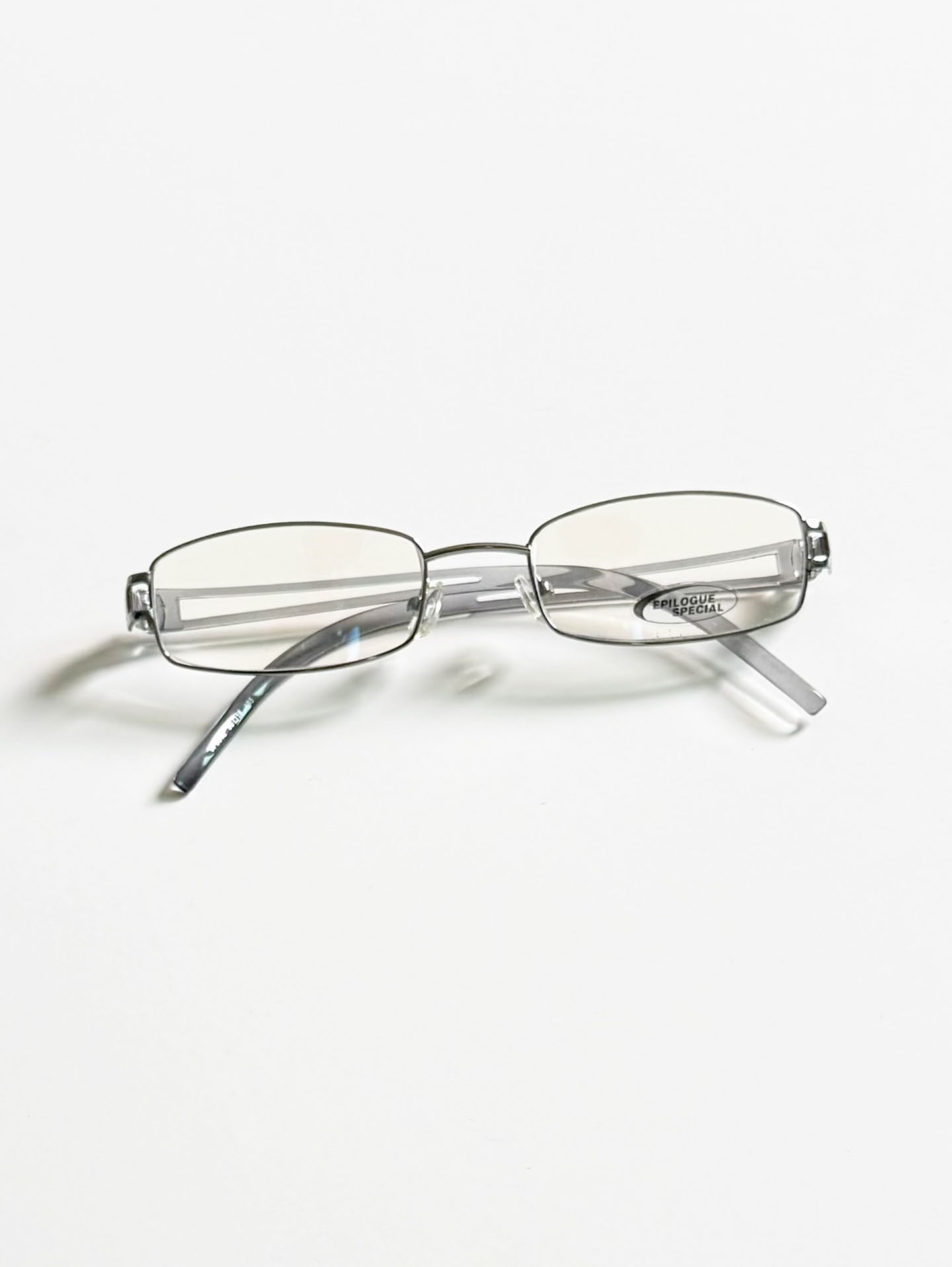 EPILOGUE Silver Slim Square Metal Glasses