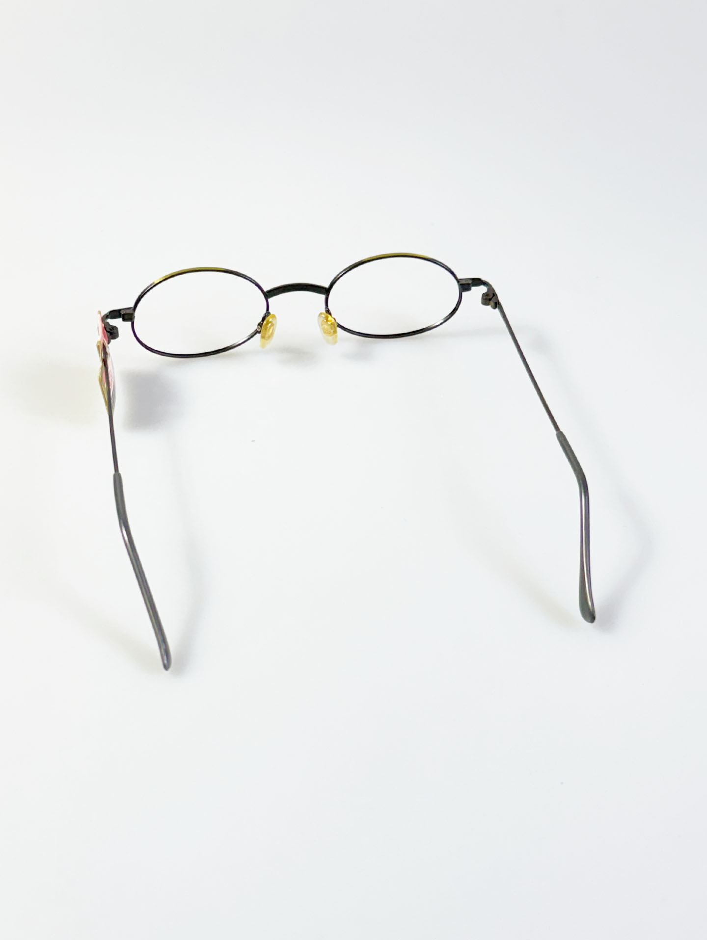 90's TORTOISE Antique Two-Tone Metal Slim Oval Frame Glasses