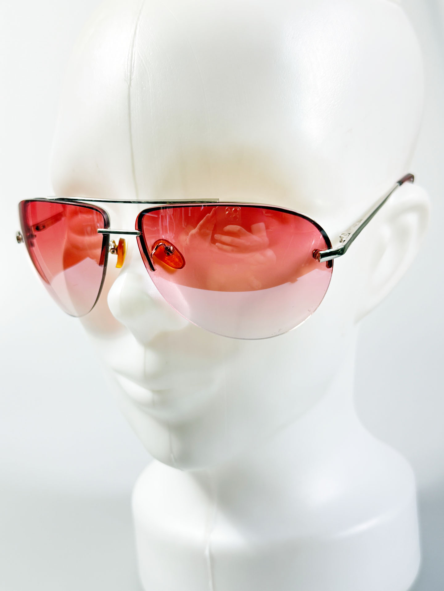 Rimless Double Bridge Square Metal Tint Sunglasses