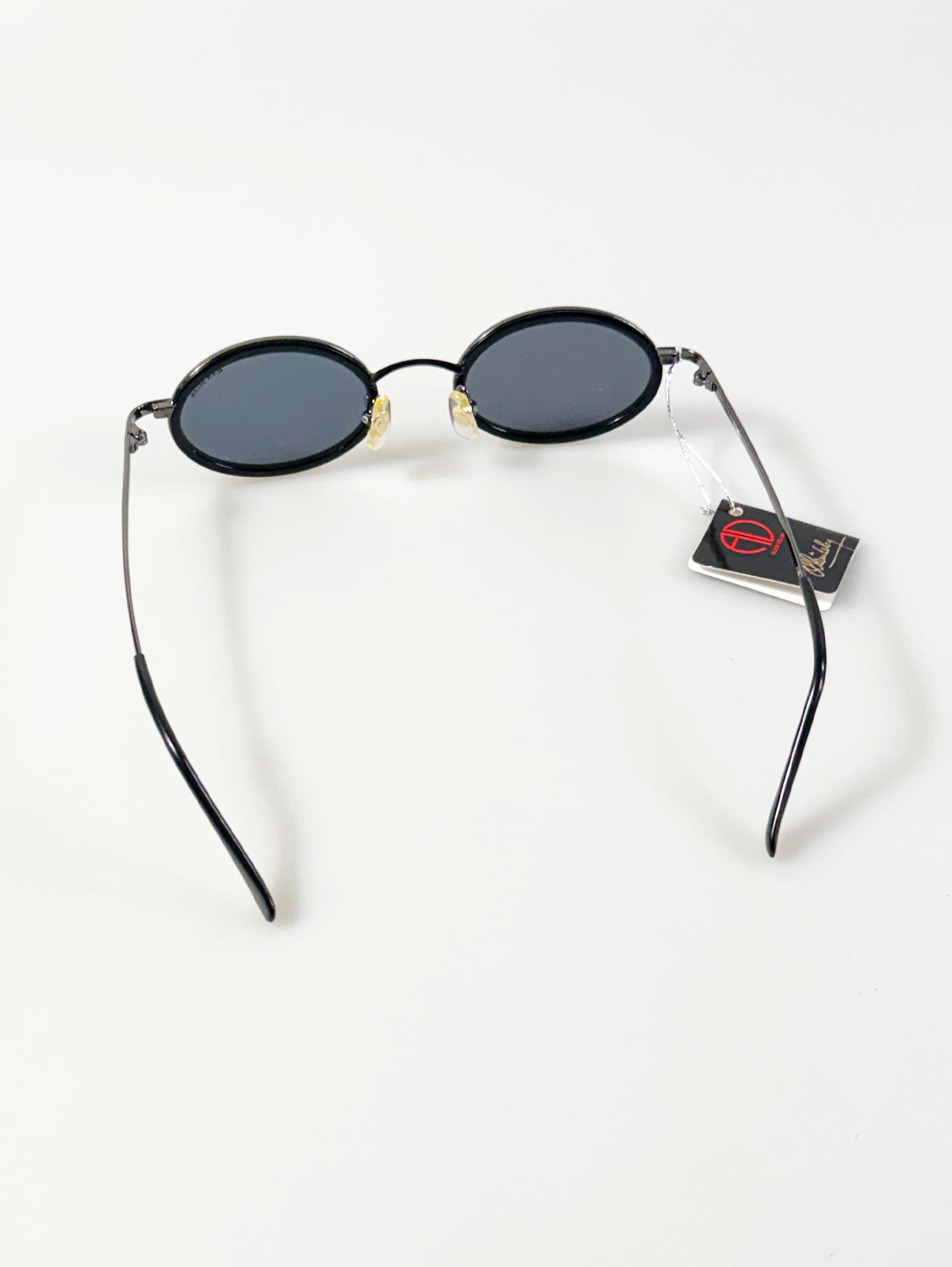 ALAIN DLEON Oval Black Metal Sunglasses