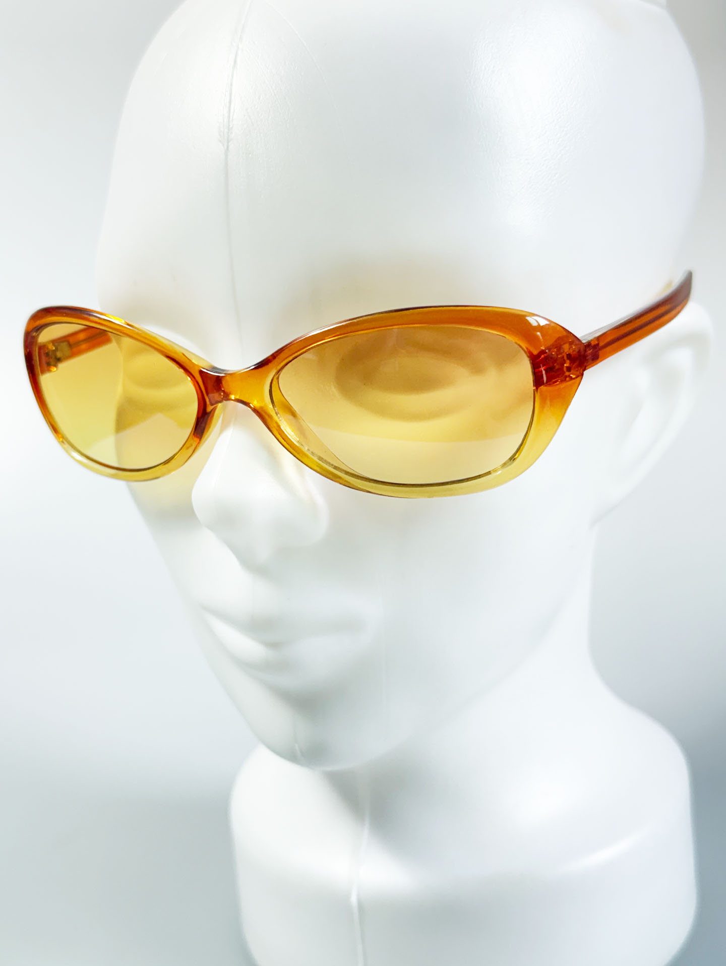 Amber Orange Bold Oval Wrap Frame Tint Sunglasses