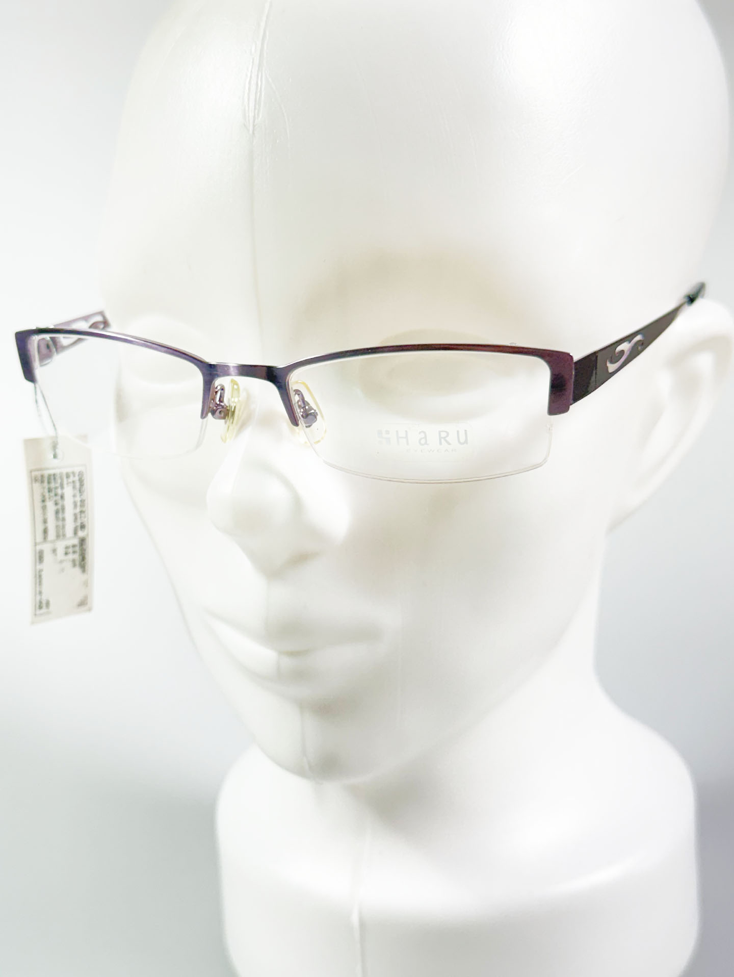 HARU Semi-Rimless Purple Square Metal Frame Glasses
