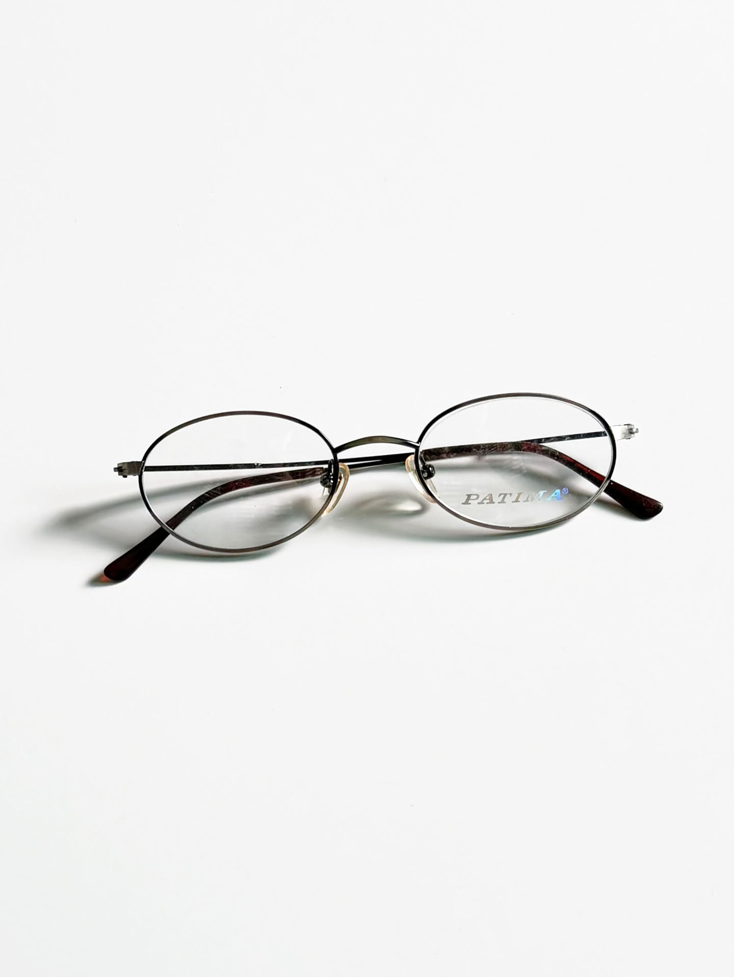 90’s PATIMA Slim Oval Silver-Black Metal Frame Glasses