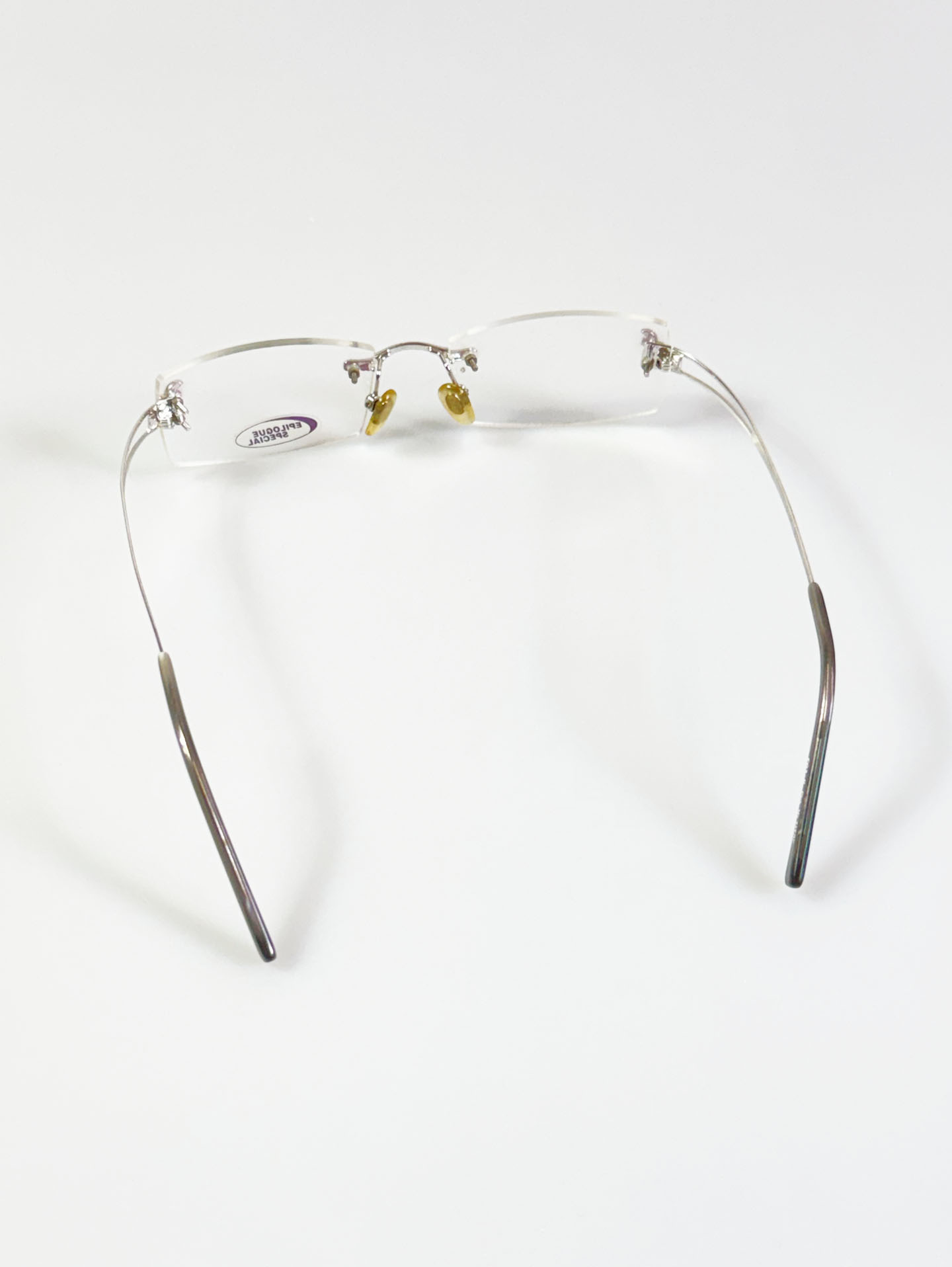 EPILOGUE Rimless Square Silver Metal Frame Glasses