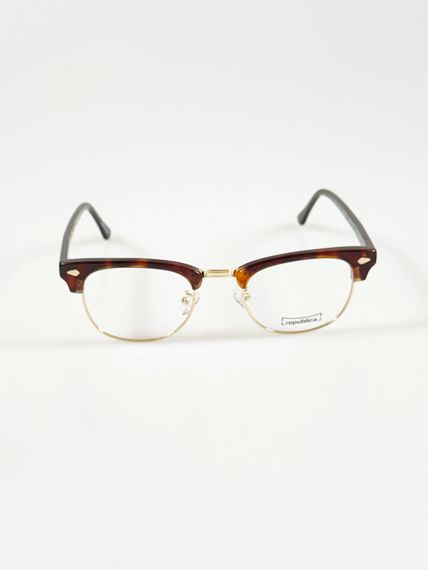 REPUBLICA Tortoiseshell Browline Combination Glasses