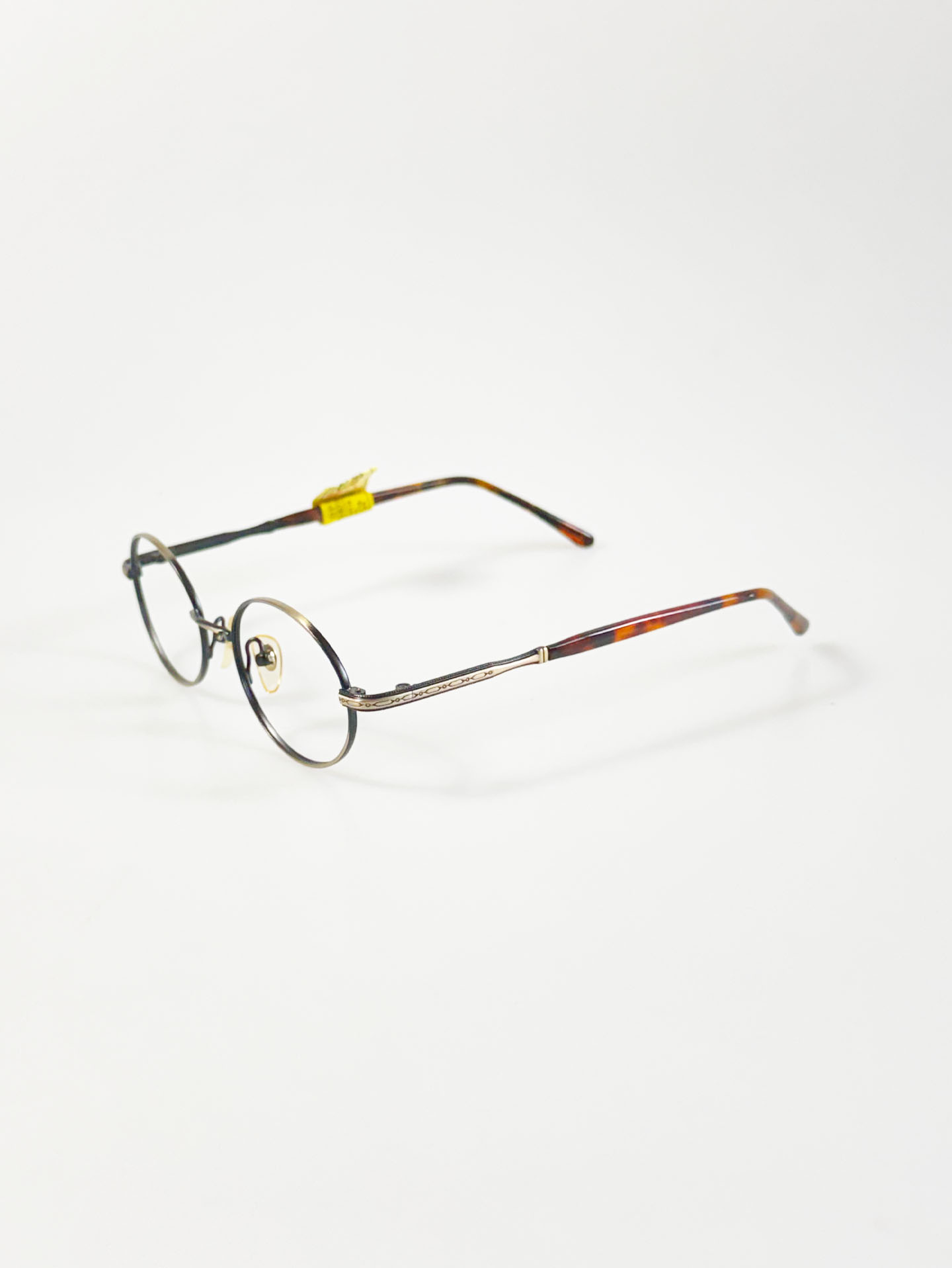 90's OPERA Antique Gold & Black Two-Tone Oval Metal Glasses